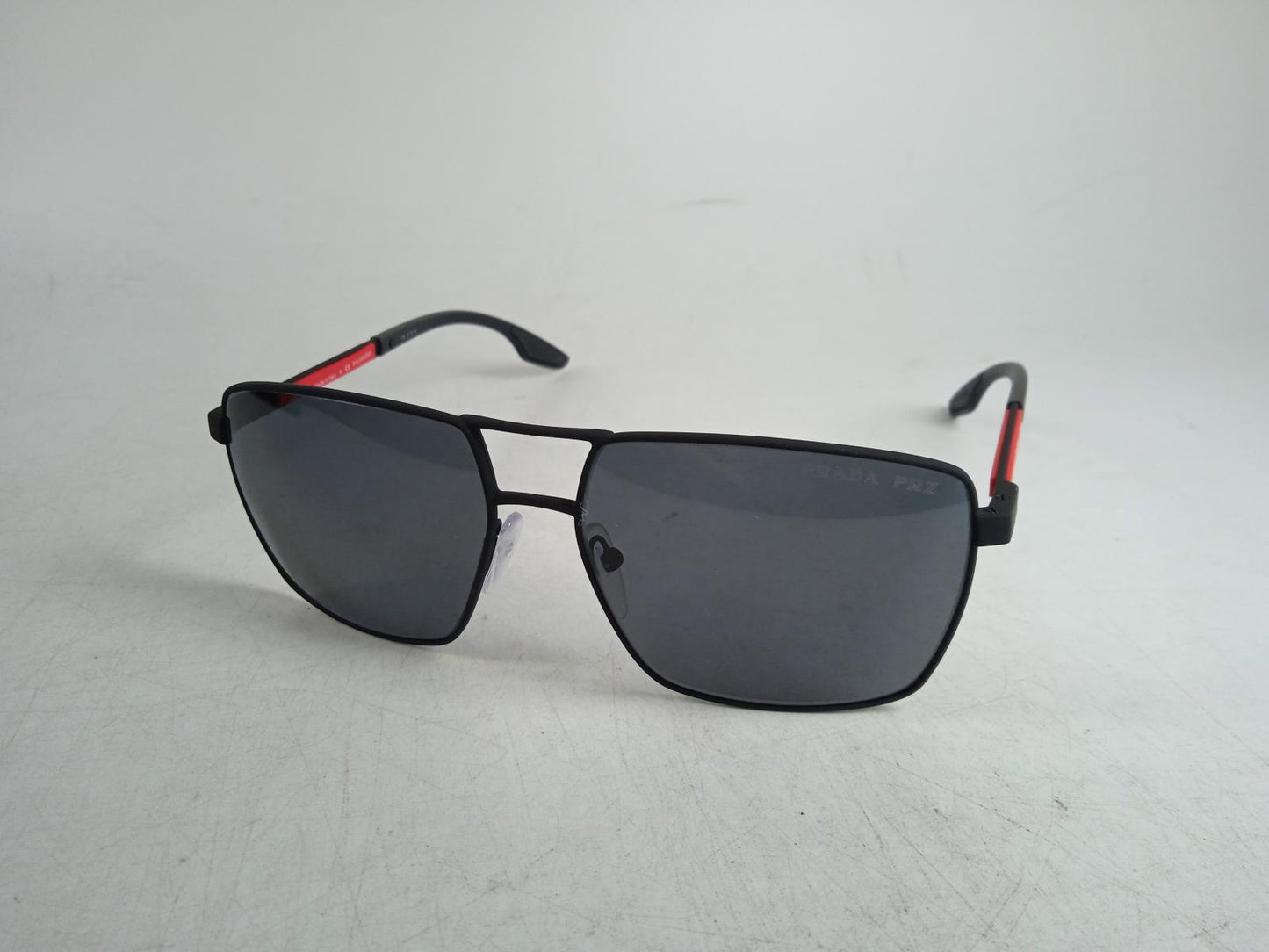 PRADA Men's Black Metal Linea Rossa Square Sunglasses One Size RRP240 NEW