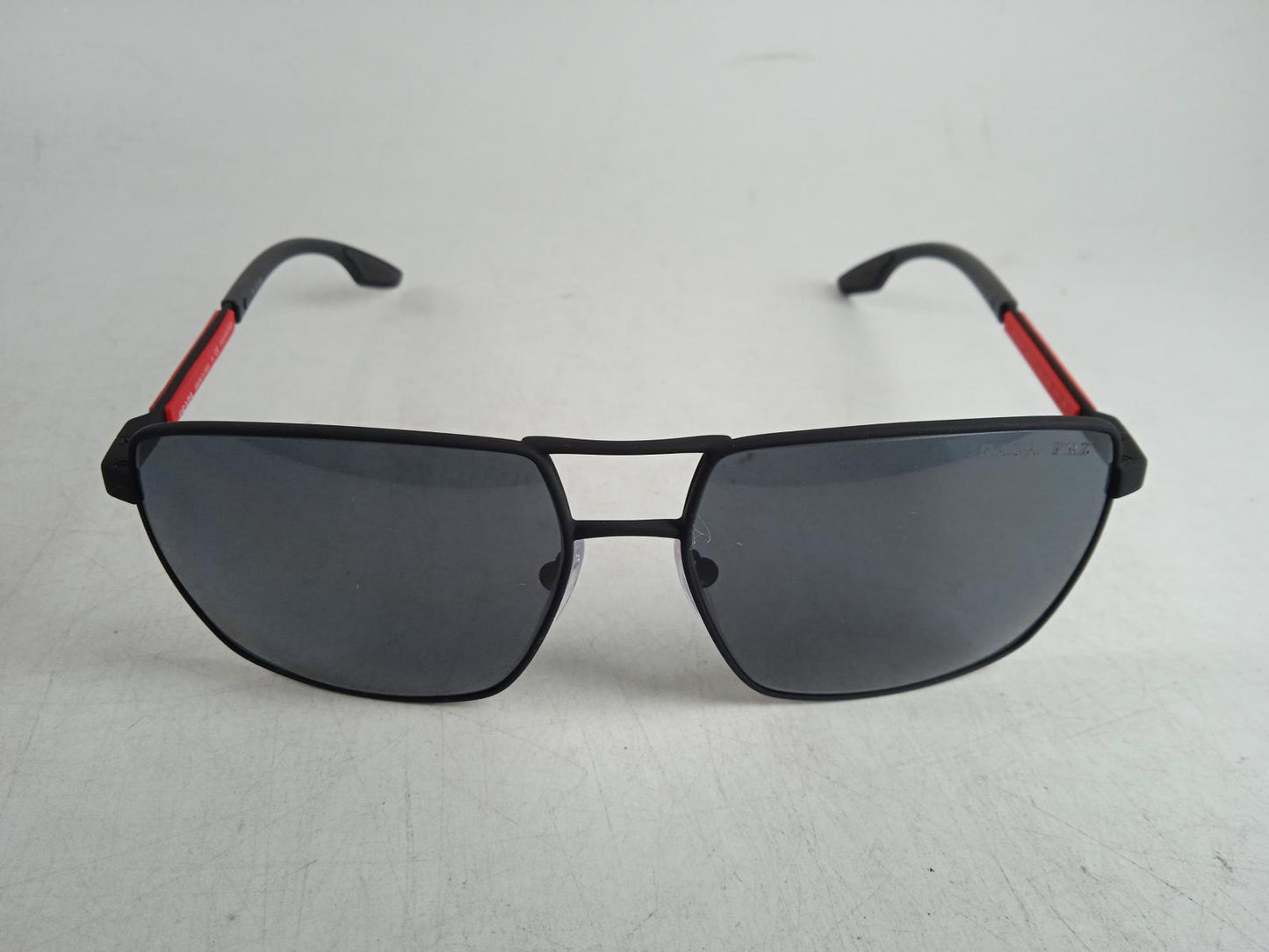 PRADA Men's Black Metal Linea Rossa Square Sunglasses One Size RRP240 NEW
