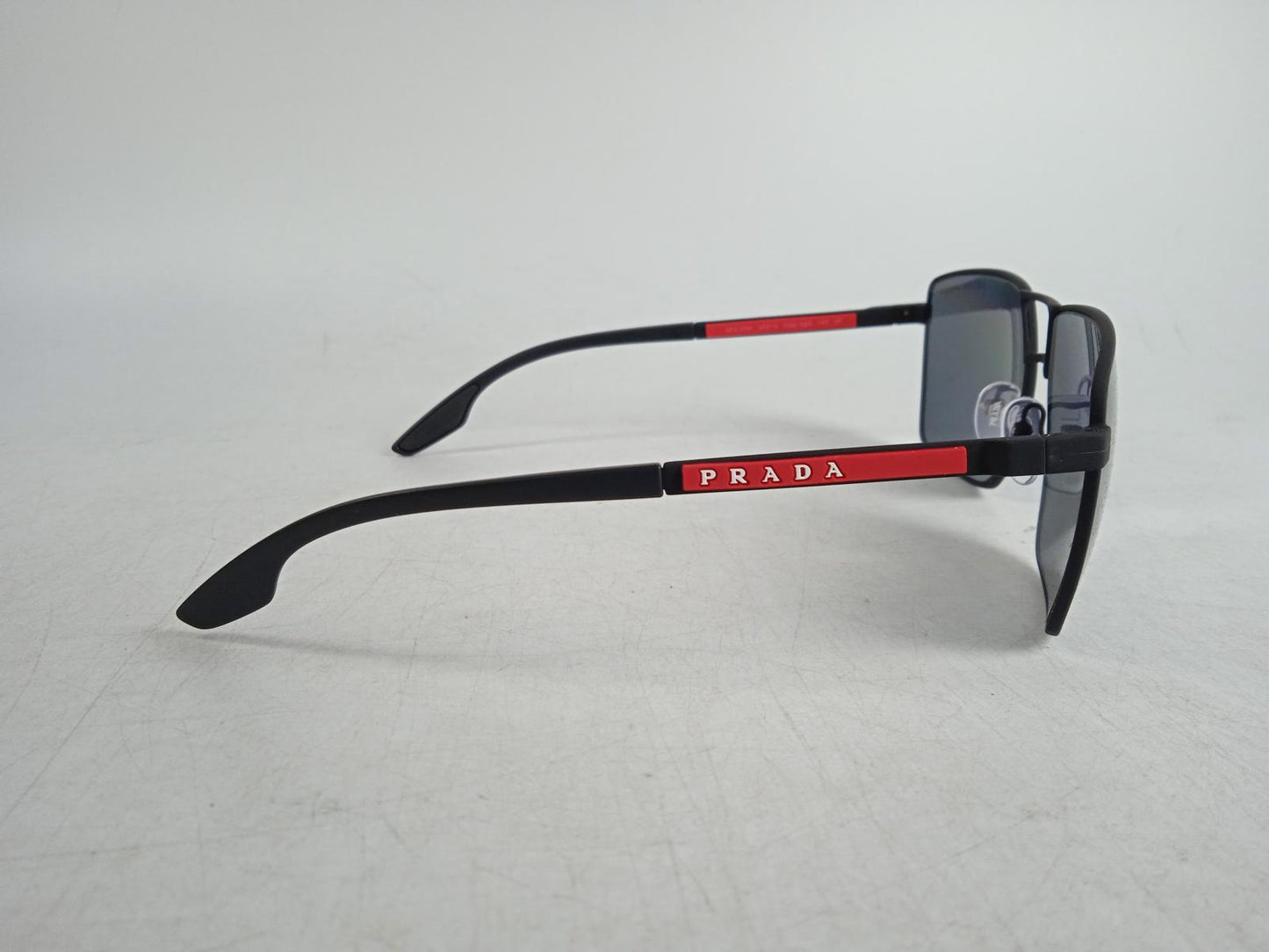 PRADA Men's Black Metal Linea Rossa Square Sunglasses One Size RRP240 NEW