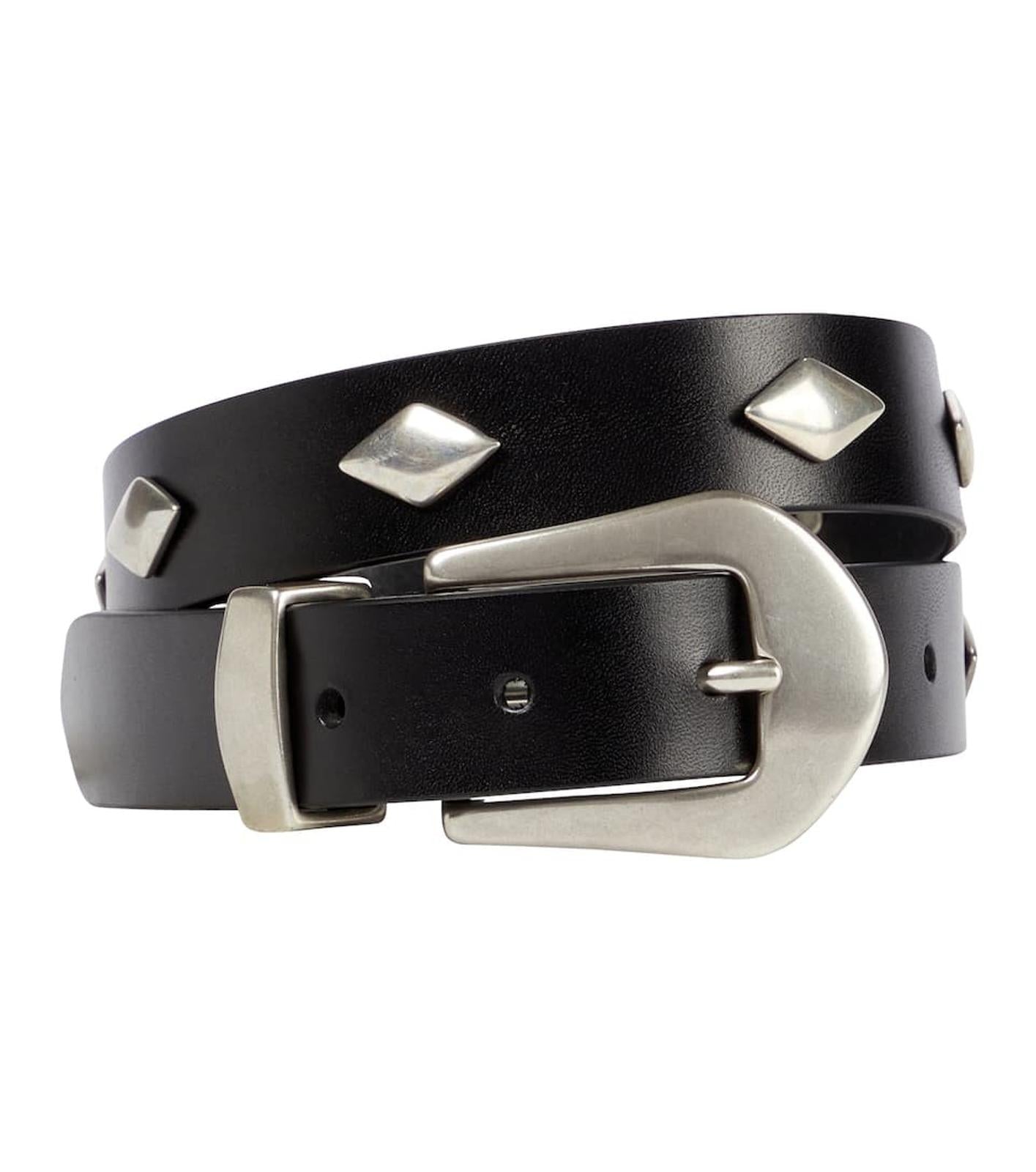 ISABEL MARANT Ladies Black Leather Djola Studded Skinny Belt UK14/85 RRP290 NEW
