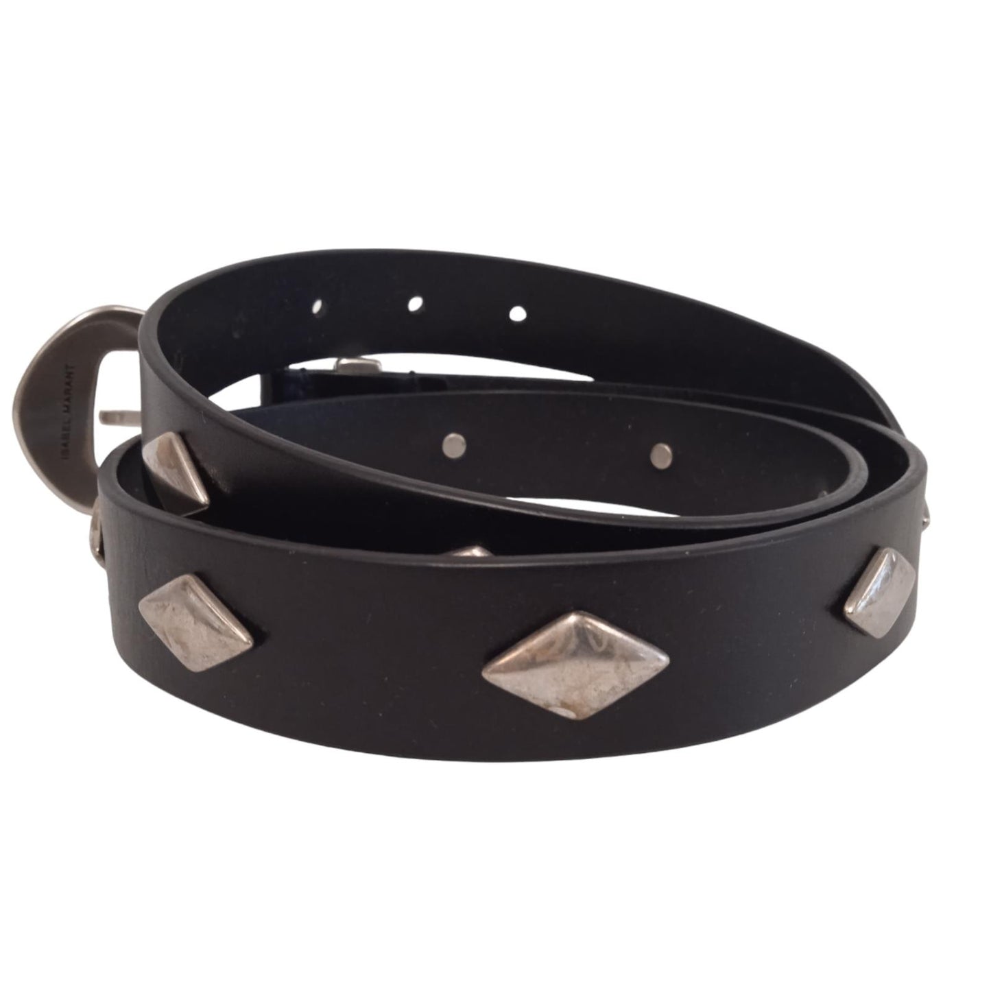 ISABEL MARANT Ladies Black Leather Djola Studded Skinny Belt UK14/85 RRP290 NEW