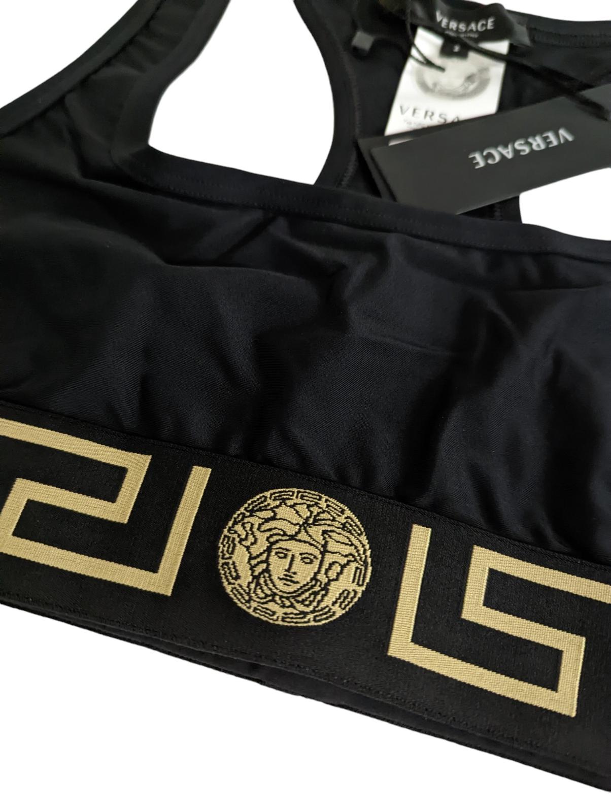 VERSACE Black Performance Bras Medusa Sports Log Waistband Size XS NEW RRP 145