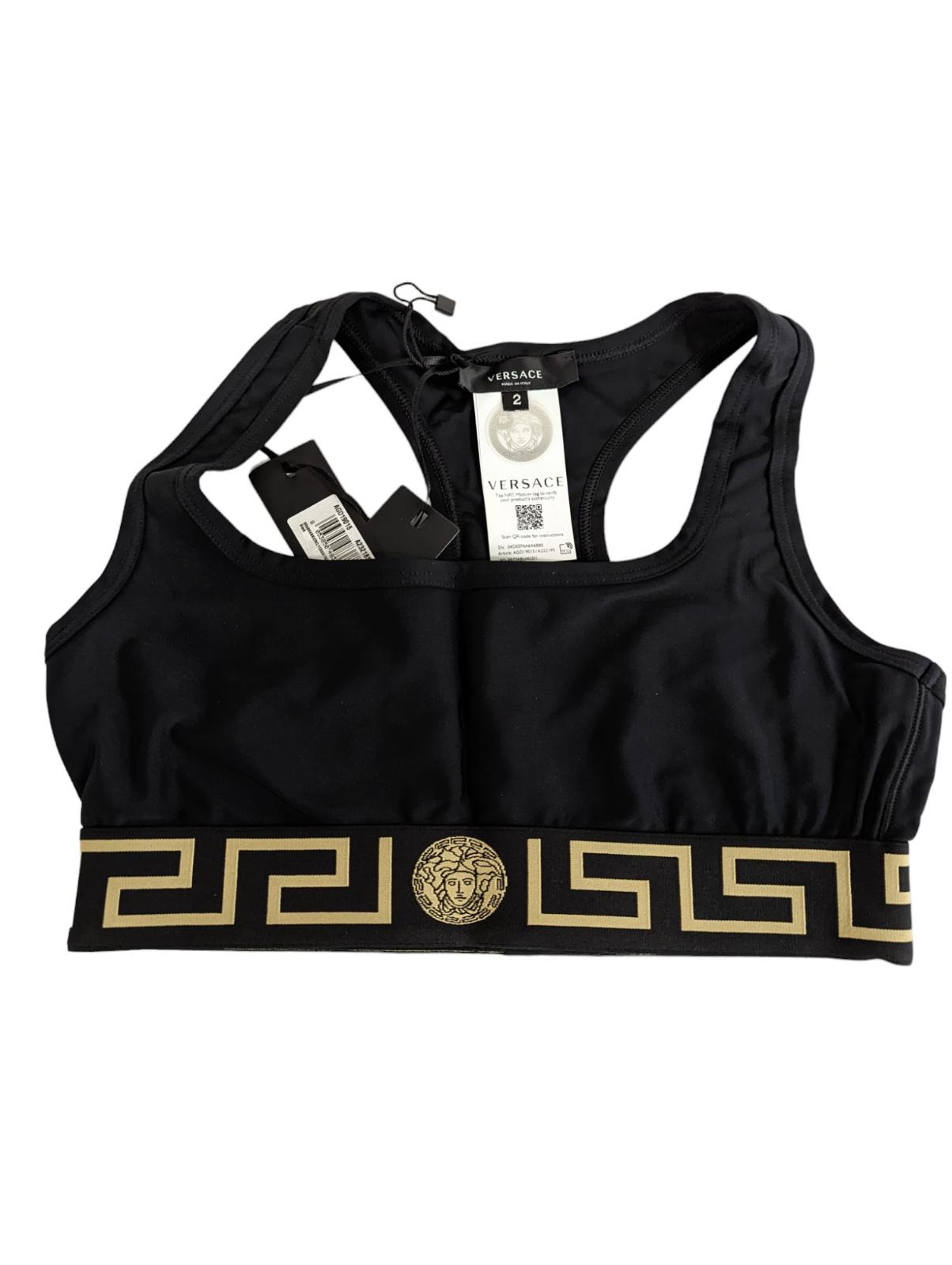 VERSACE Black Performance Bras Medusa Sports Log Waistband Size S NEW RRP 145