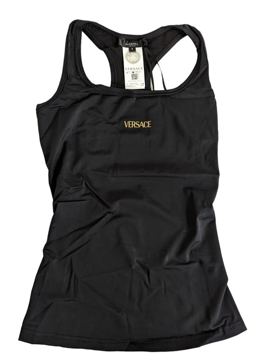 VERSACE Black Performance T-Shirts Greca Laser Top Fitted Raceback M NEW RRP 250