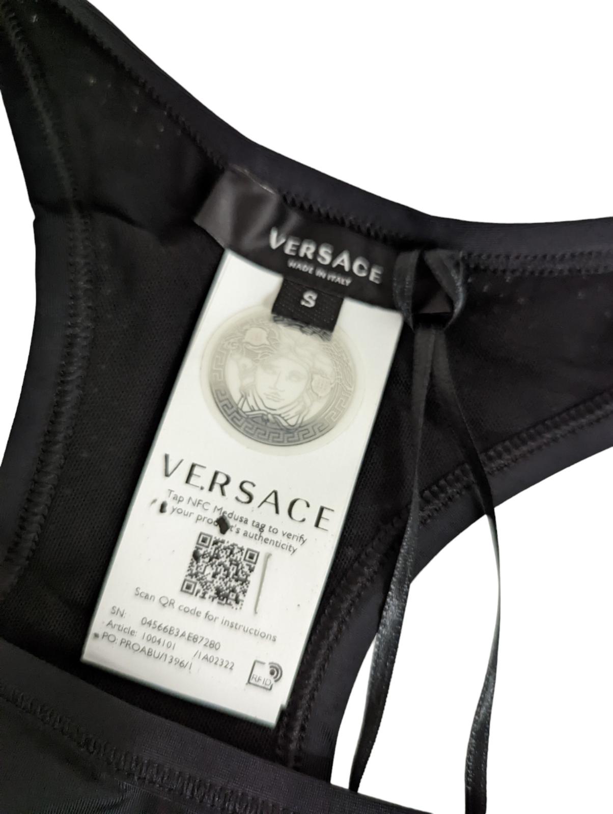 VERSACE Black Performance T-Shirts Greca Laser Top Fitted Raceback M NEW RRP 250