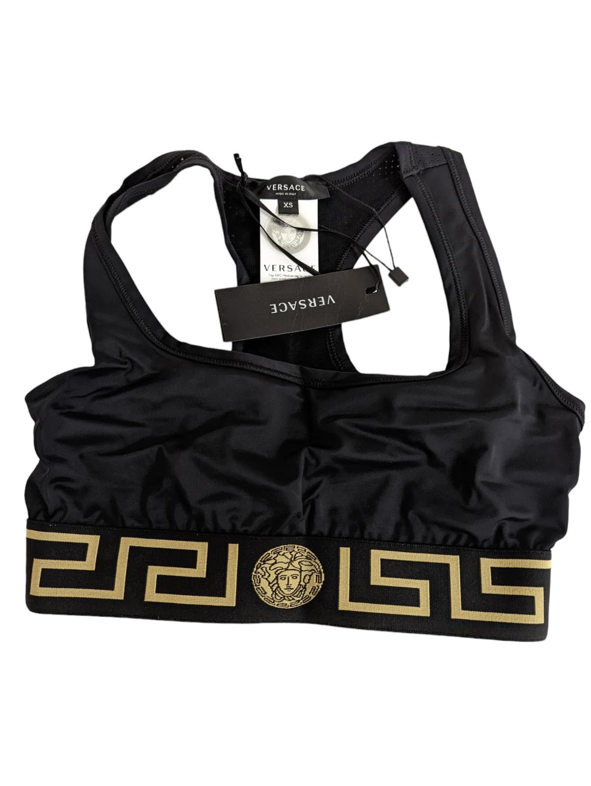 VERSACE Black Performance Bras Greca Waistband Raceback Laser Cut S NEW RRP 245
