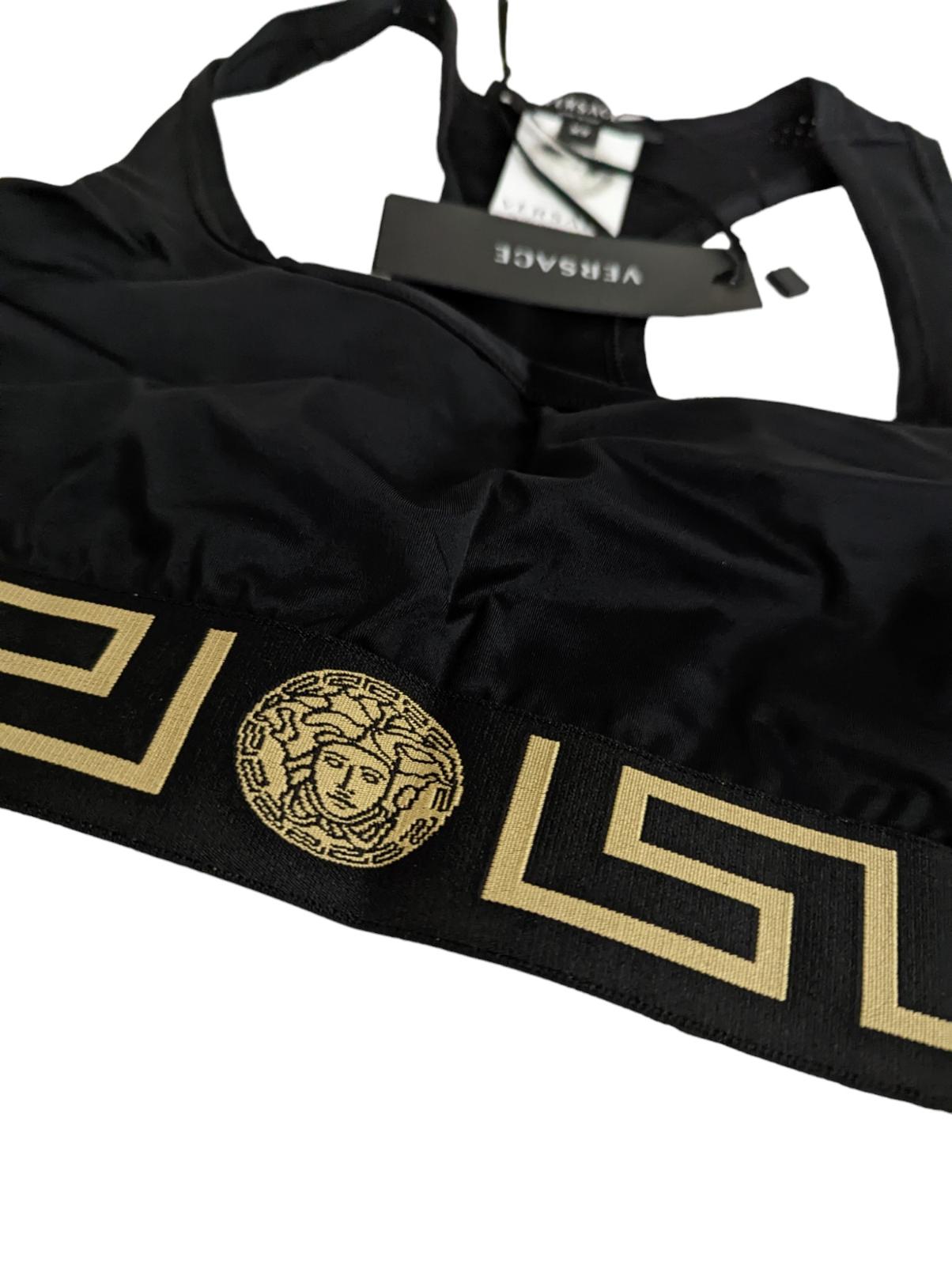 VERSACE Black Performance Bras Greca Waistband Raceback Laser Cut S NEW RRP 245
