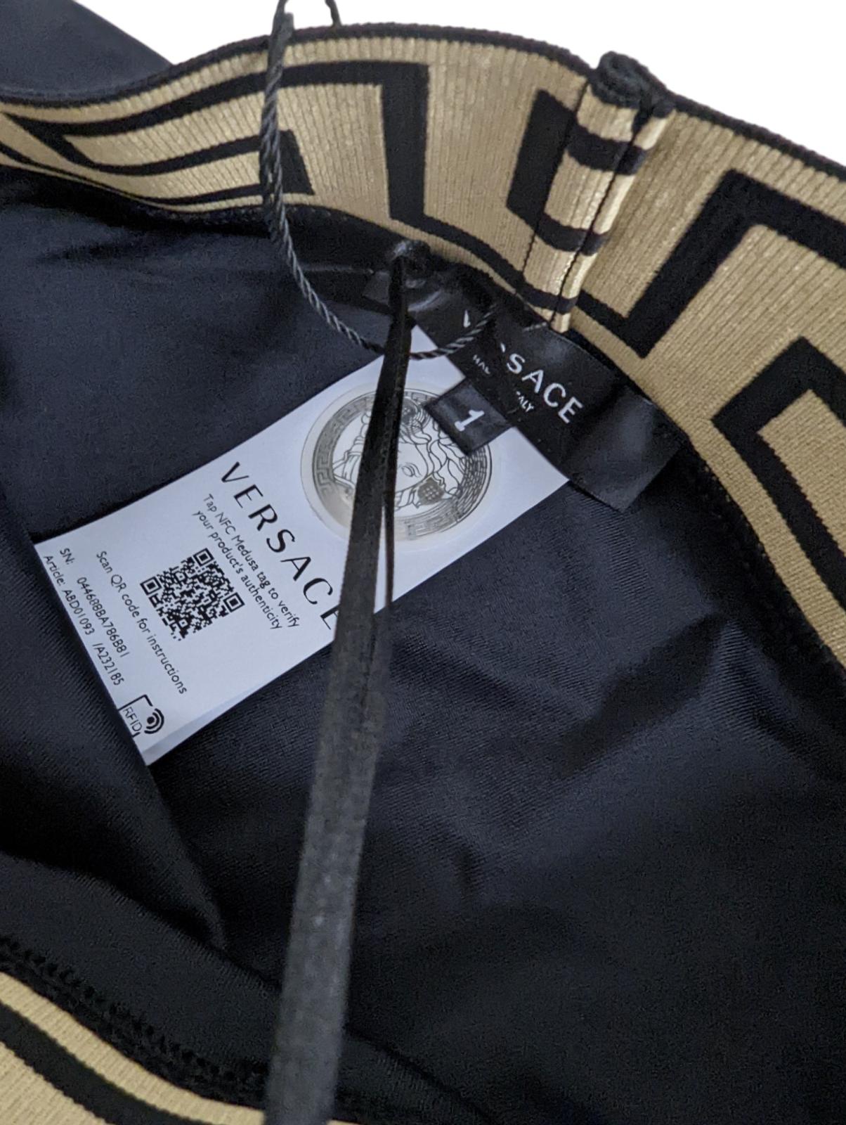 VERSACE Black Bikini Bottoms Swimwear Logo Elasticated Waist XS NEW RRP 120