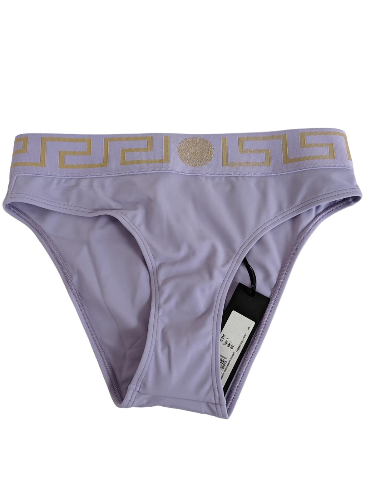 VERSACE Purple Bikini Bottoms Bikini Logo Elasticated Waist XS NEW RRP 120