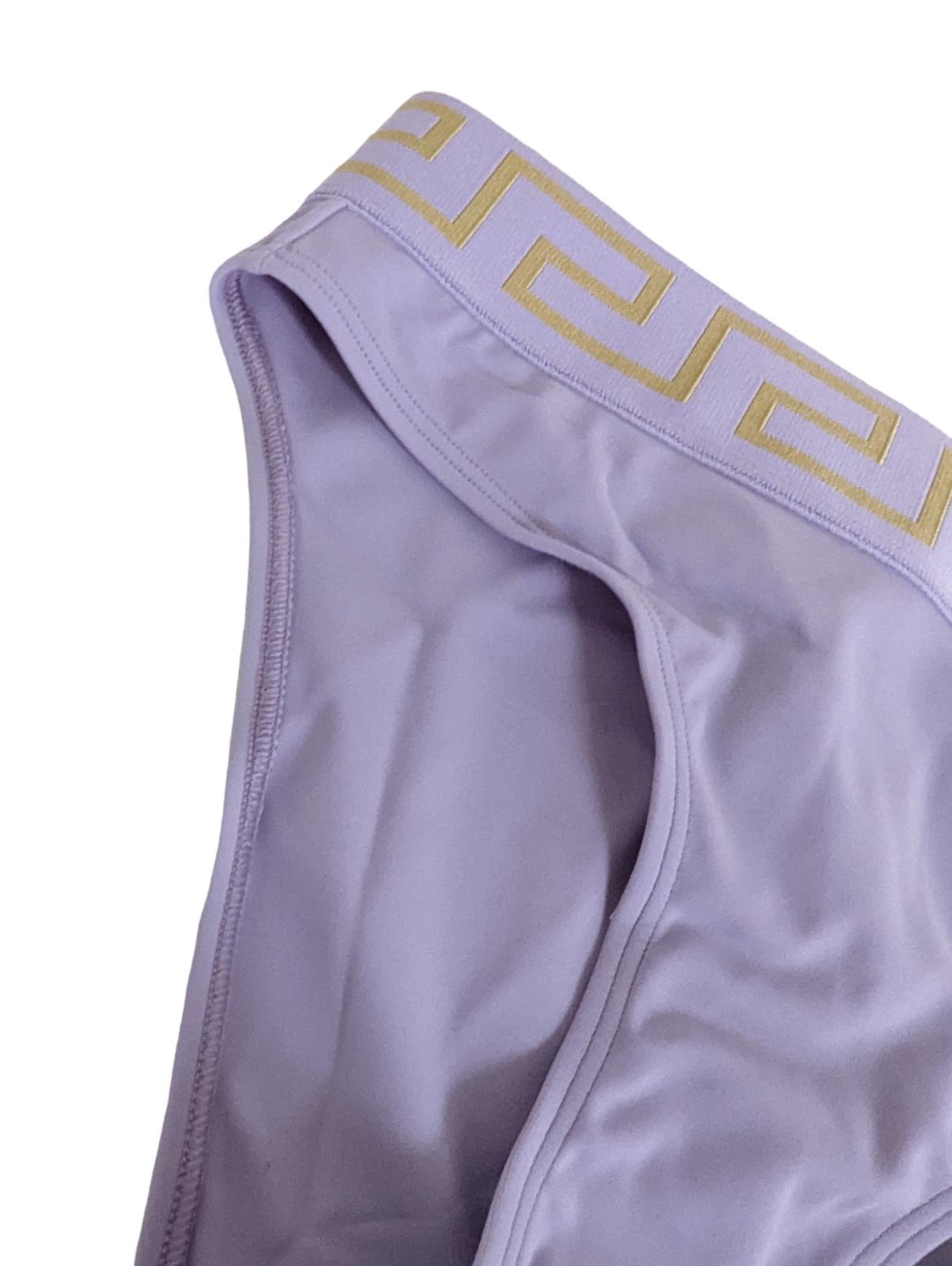 VERSACE Purple Bikini Bottoms Bikini Logo Elasticated Waist XS NEW RRP 120