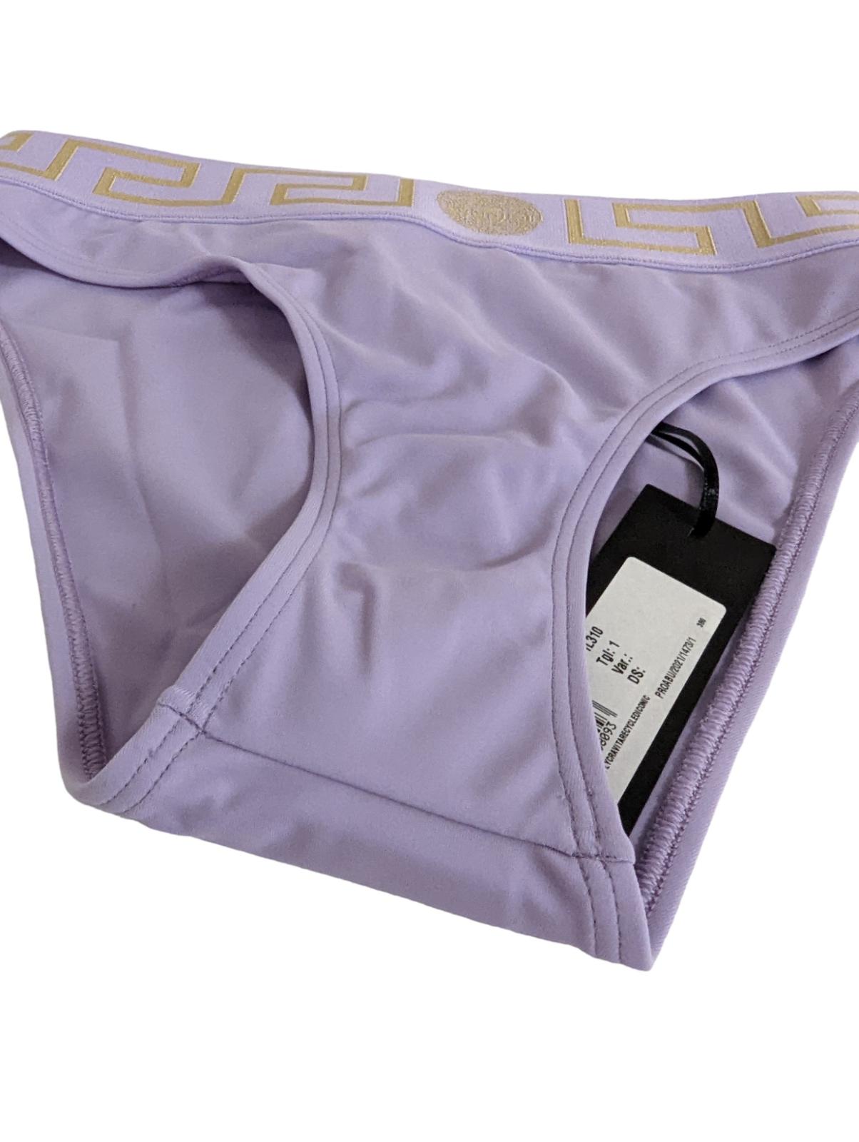 VERSACE Purple Bikini Bottoms Bikini Logo Elasticated Waist XS NEW RRP 120