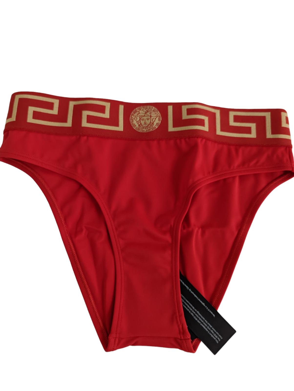 VERSACE Red Bikini Bottoms Logo Elastic Waist Swimwear Size XS NEW RRP 120