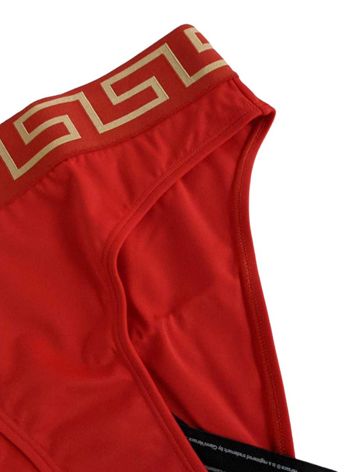VERSACE Red Bikini Bottoms Logo Elastic Waist Swimwear Size XS NEW RRP 120