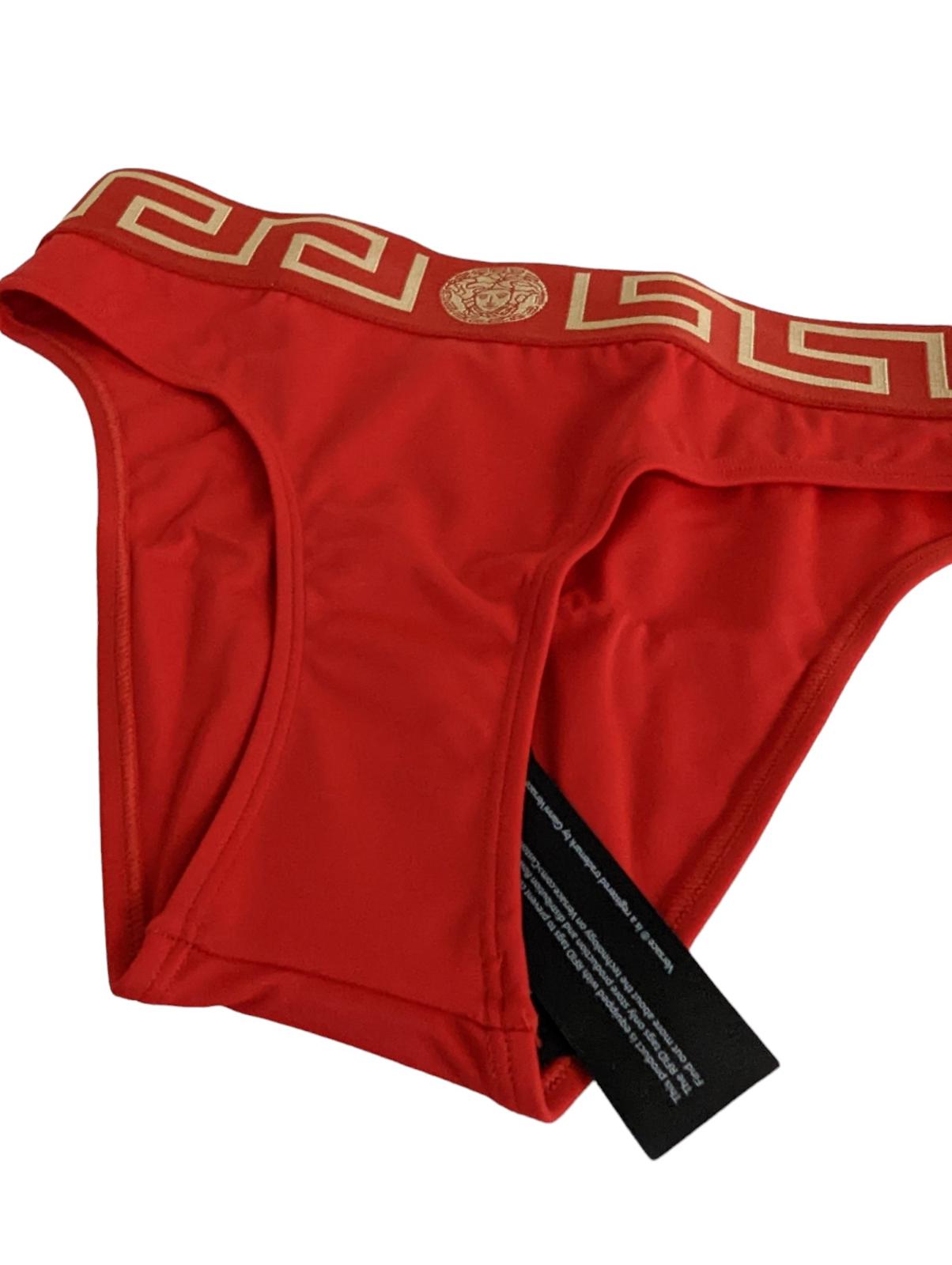 VERSACE Red Bikini Bottoms Logo Elastic Waist Swimwear Size XS NEW RRP 120
