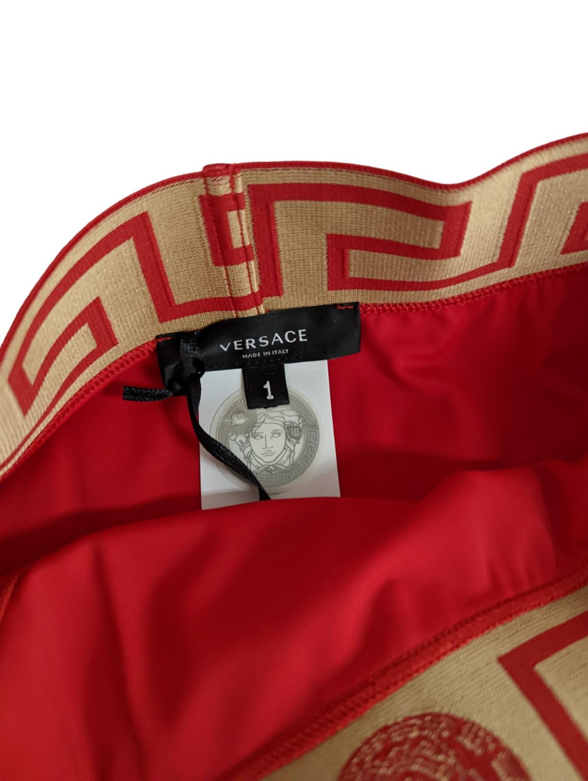 VERSACE Red Bikini Bottoms Logo Elastic Waist Swimwear Size XS NEW RRP 120