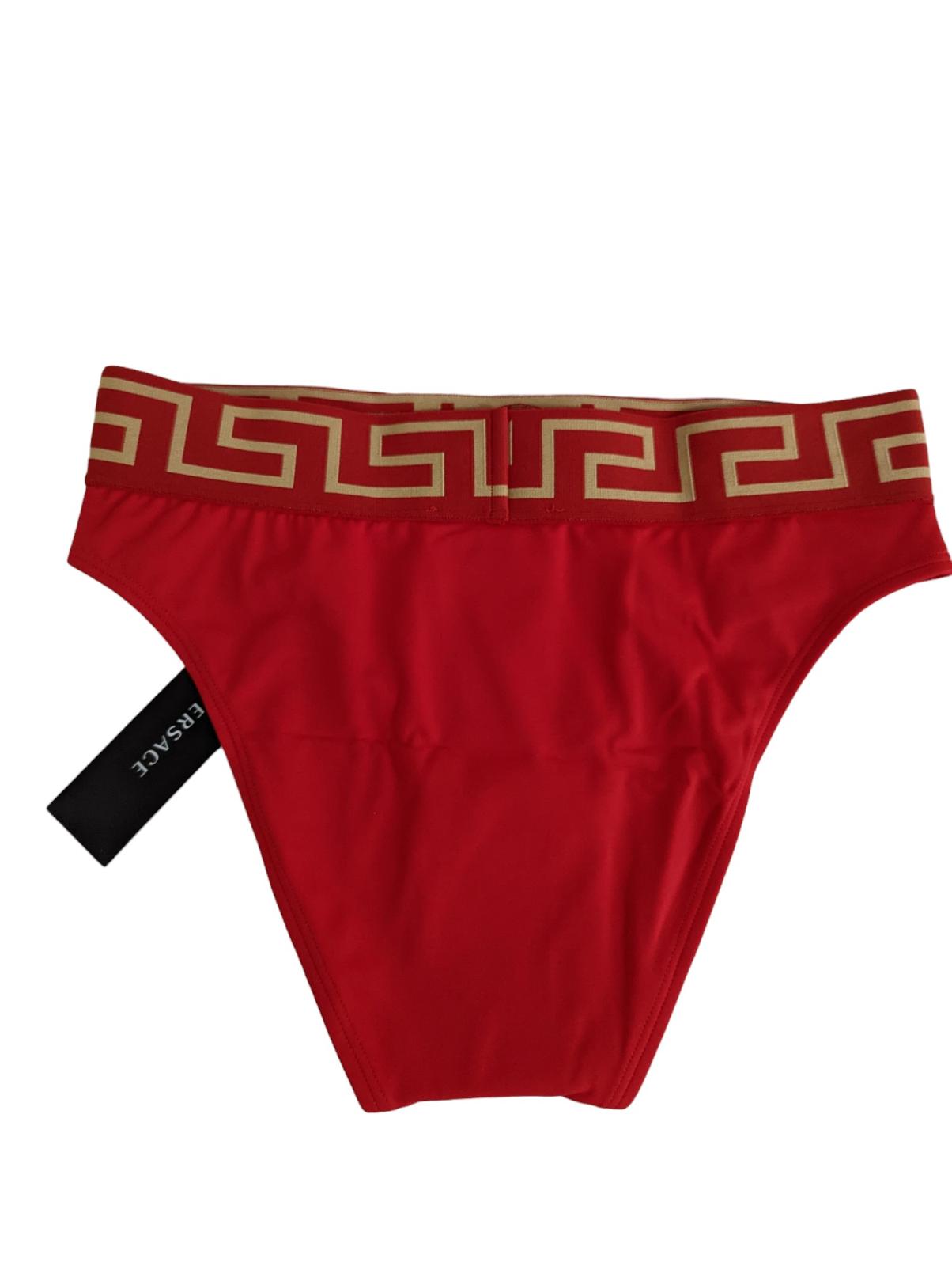 VERSACE Red Bikini Bottoms Logo Elastic Waist Swimwear Size XS NEW RRP 120