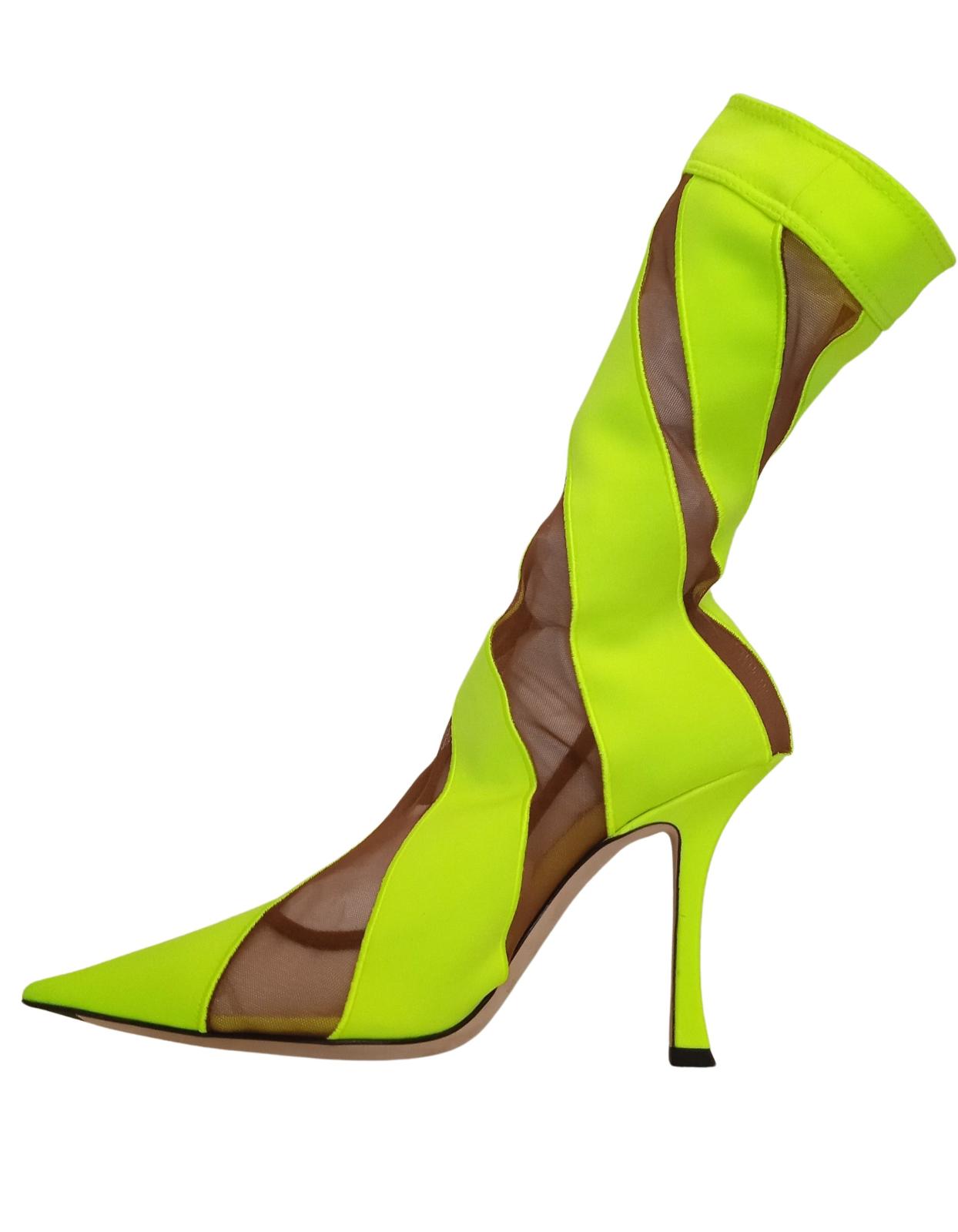 JIMMY CHOO X MUGLER Ladies Yellow 100 Spiral Sock Ankle Boots UK6 NEW RRP855