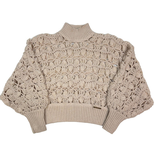 ZIMMERMANN Crochet Cream Turtle Neck Knit Wool Sweater Size 3 NEW RRP 650