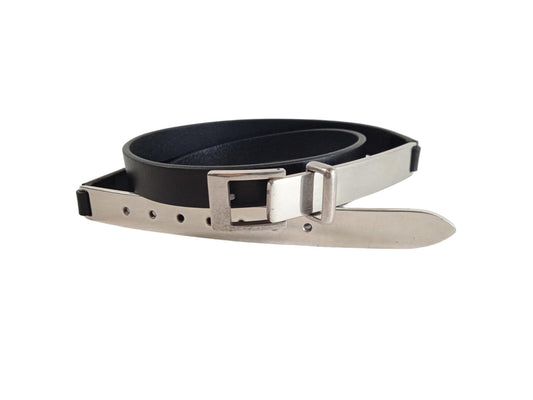 ISABEL MARANT Ladies Black Leather & Metal Ilonac Belt Size 90 RRP395 NEW