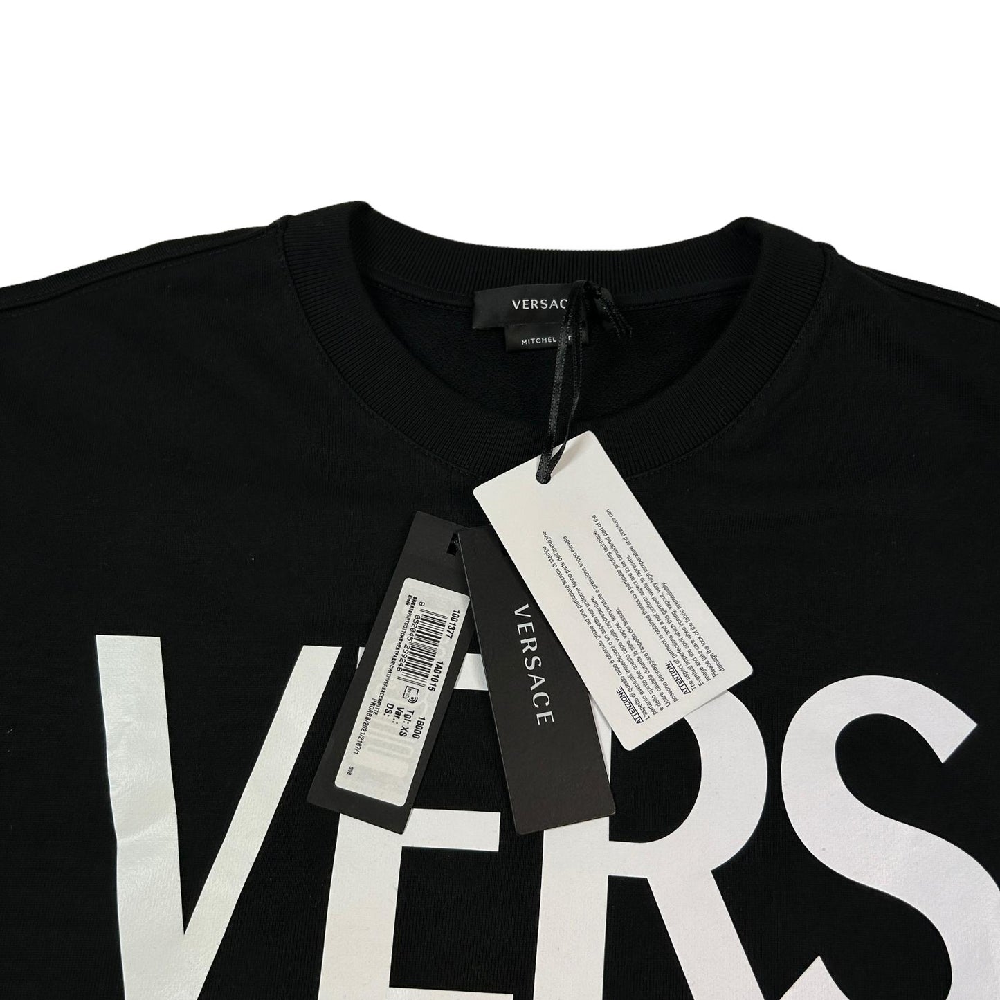 VERSACE Black Croner Logo Crewneck Sweatshirt XS NEW RRP 490