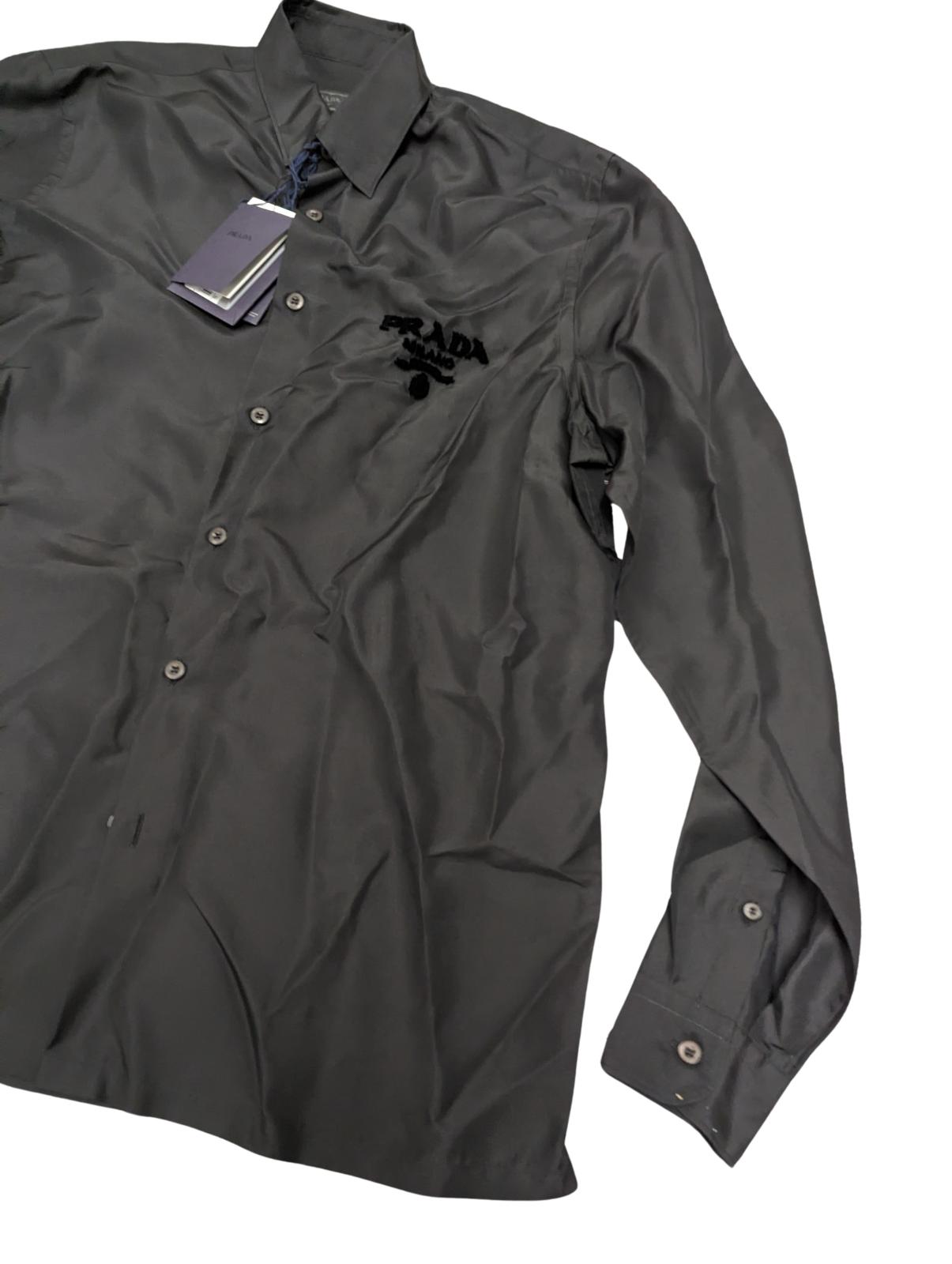 PRADA Black Shirt Party Luxury Silk Long Sleeve Top Size M NEW RRP 1050