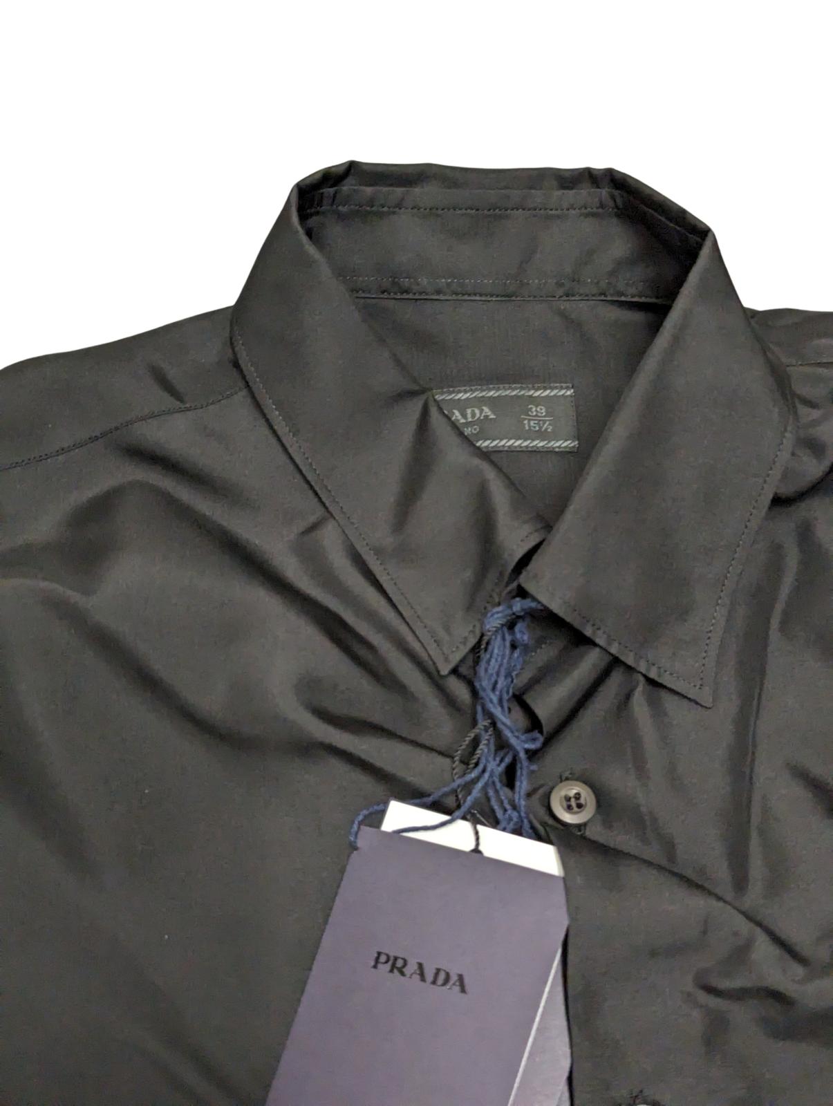 PRADA Black Shirt Party Luxury Silk Long Sleeve Top Size M NEW RRP 1050