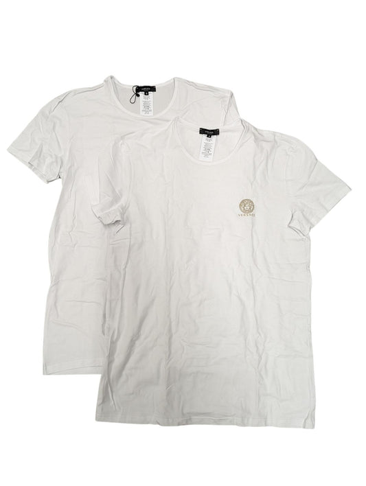 VERSACE White T-Shirts 2 Pack Small Chest Logo Short Sleeve Tee 3XL NEW RRP 105
