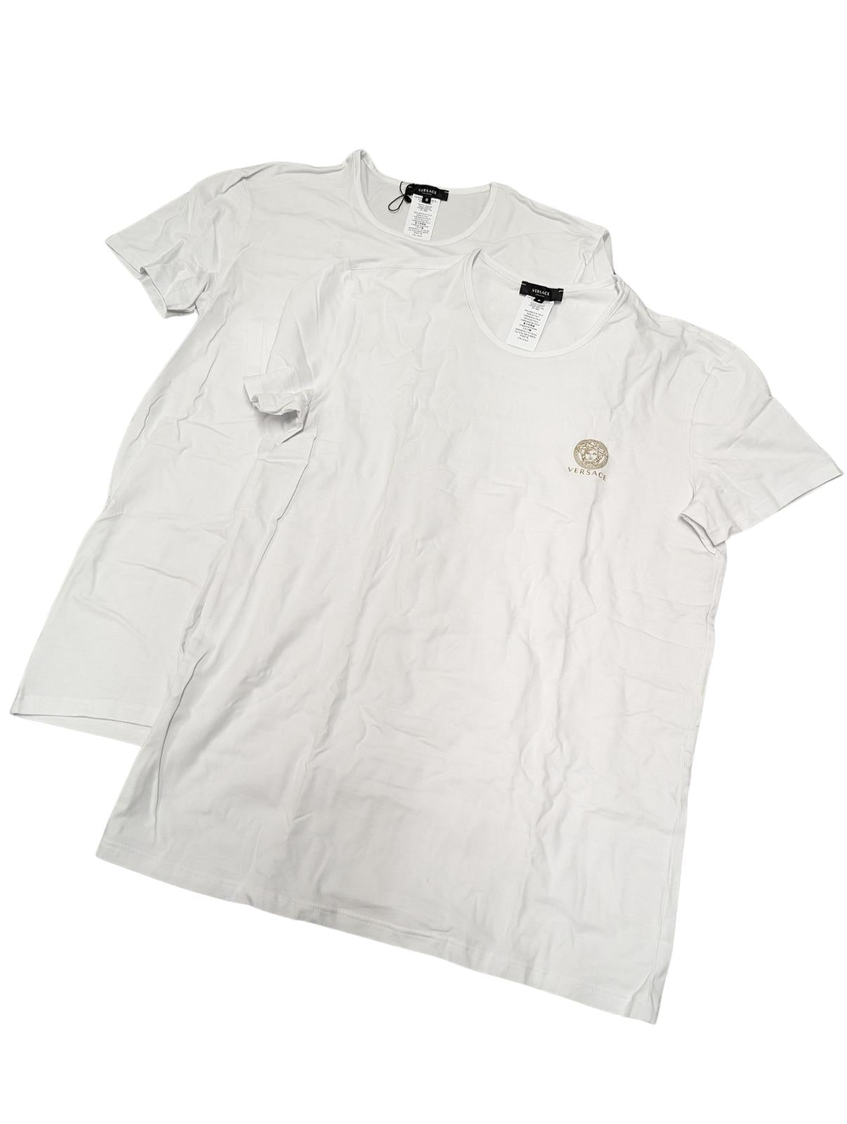 VERSACE White T-Shirts 2 Pack Small Chest Logo Short Sleeve Tee 3XL NEW RRP 105
