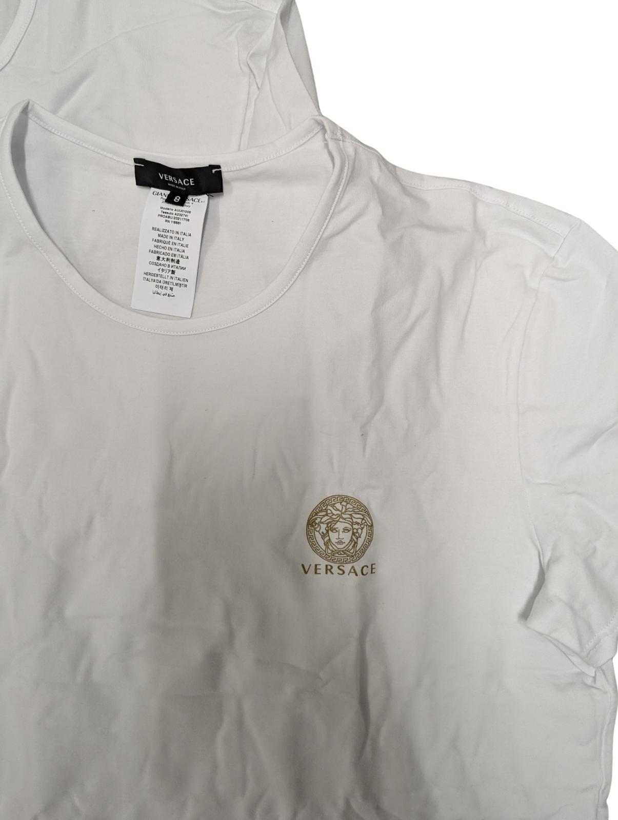 VERSACE White T-Shirts 2 Pack Small Chest Logo Short Sleeve Tee 3XL NEW RRP 105