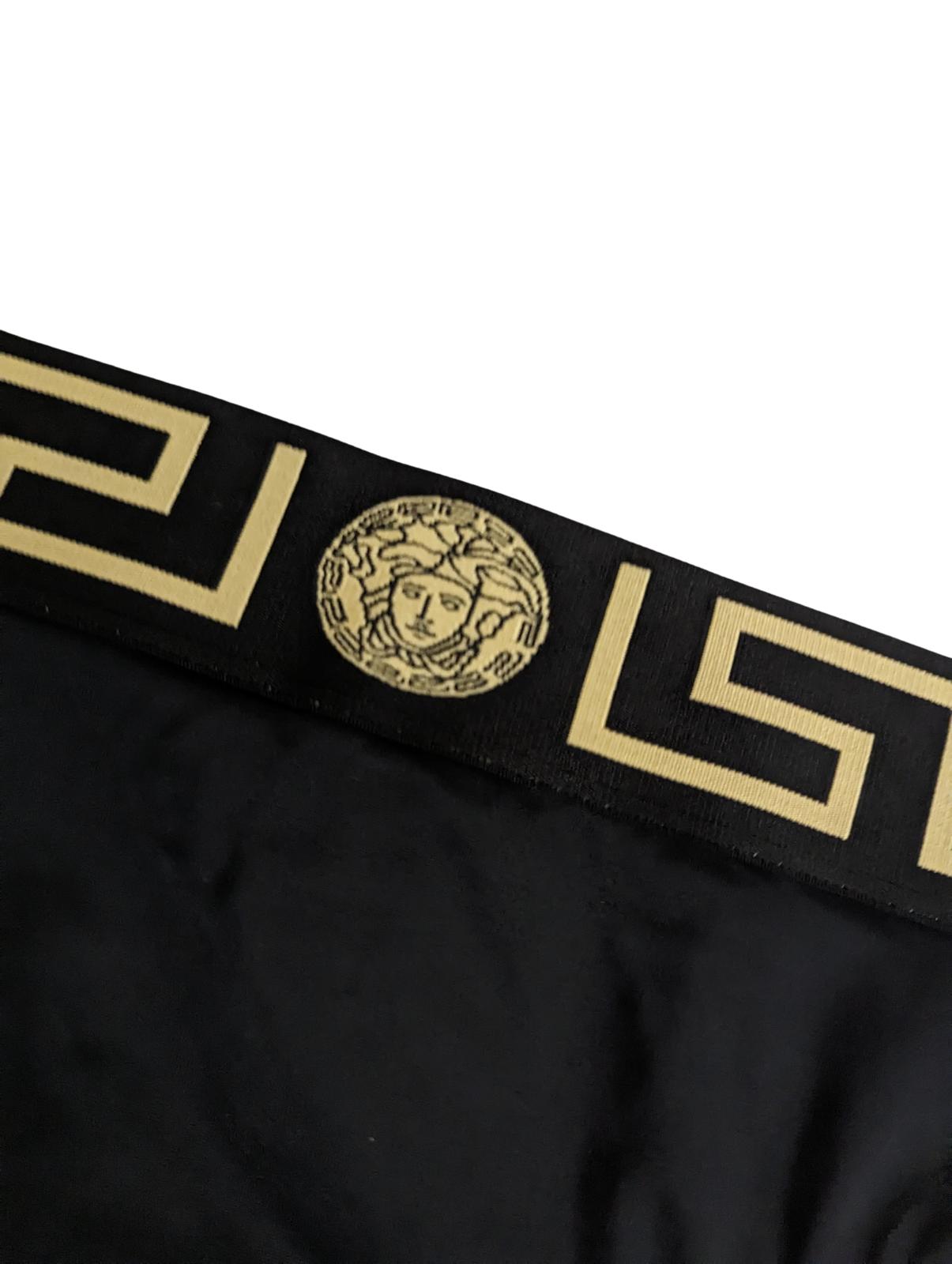 VERSACE Black Bikini Bottoms Logo Elasticated Waistband Size L NEW RRP 120