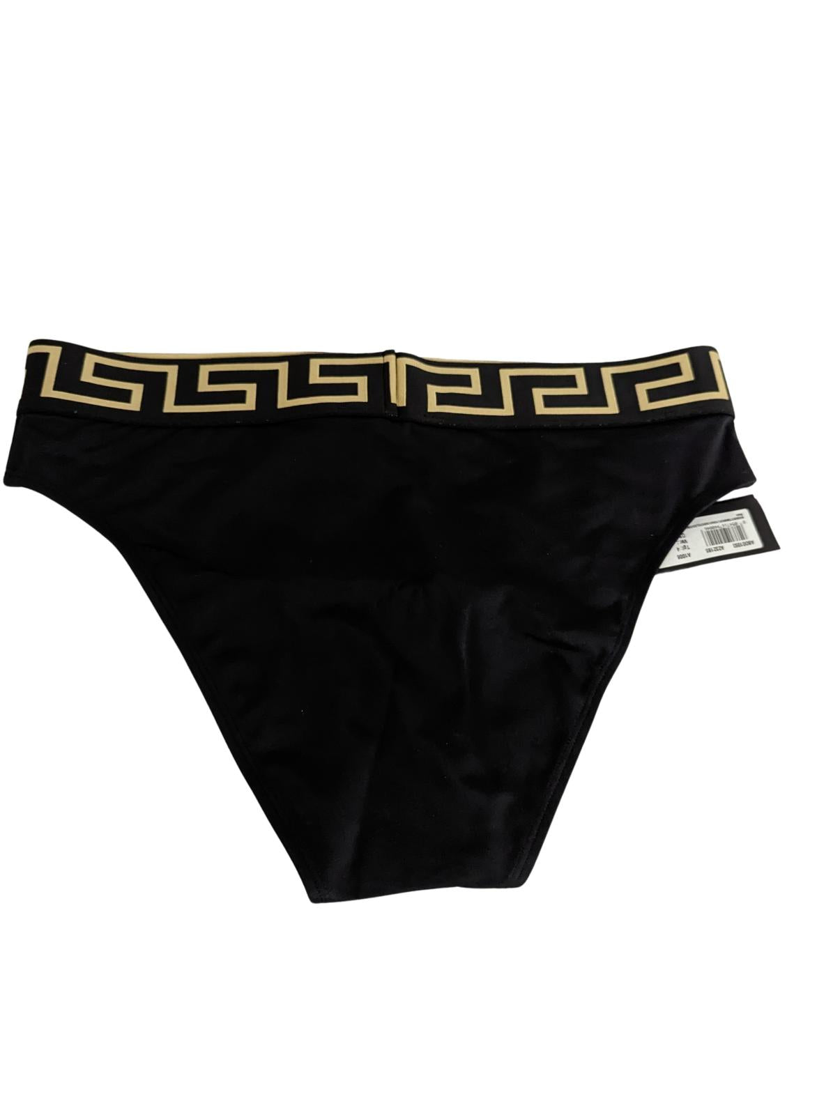 VERSACE Black Bikini Bottoms Logo Elasticated Waistband Size L NEW RRP 120
