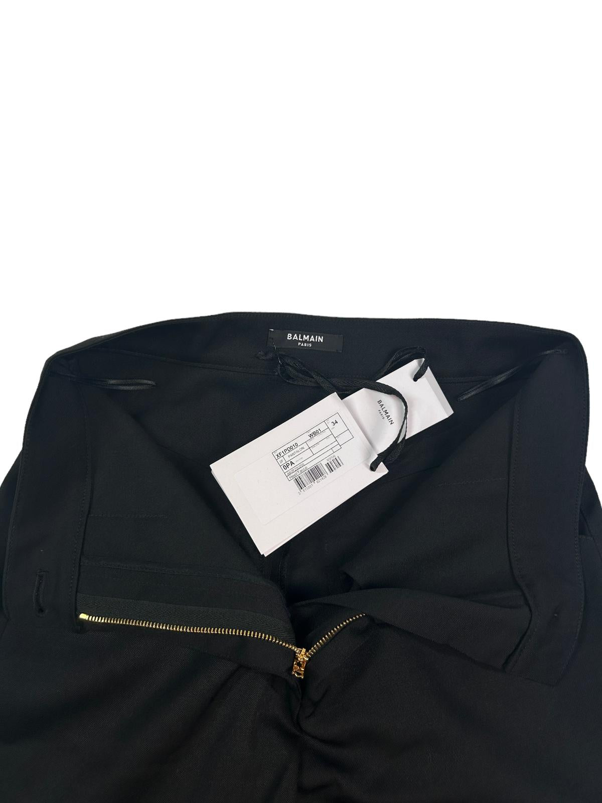 BALMAIN Wool Black Slim Leg Trousers Size 34 NEW RRP 875