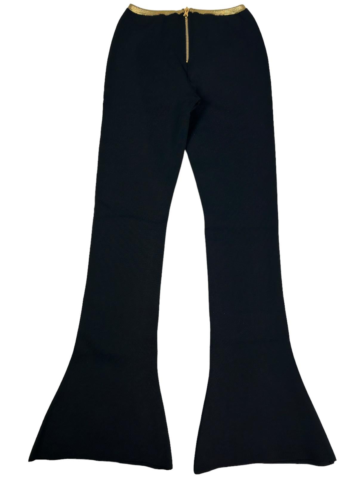 BALMAIN Viscose Black Flared Trousers Knit Size 40 NEW RRP 1440