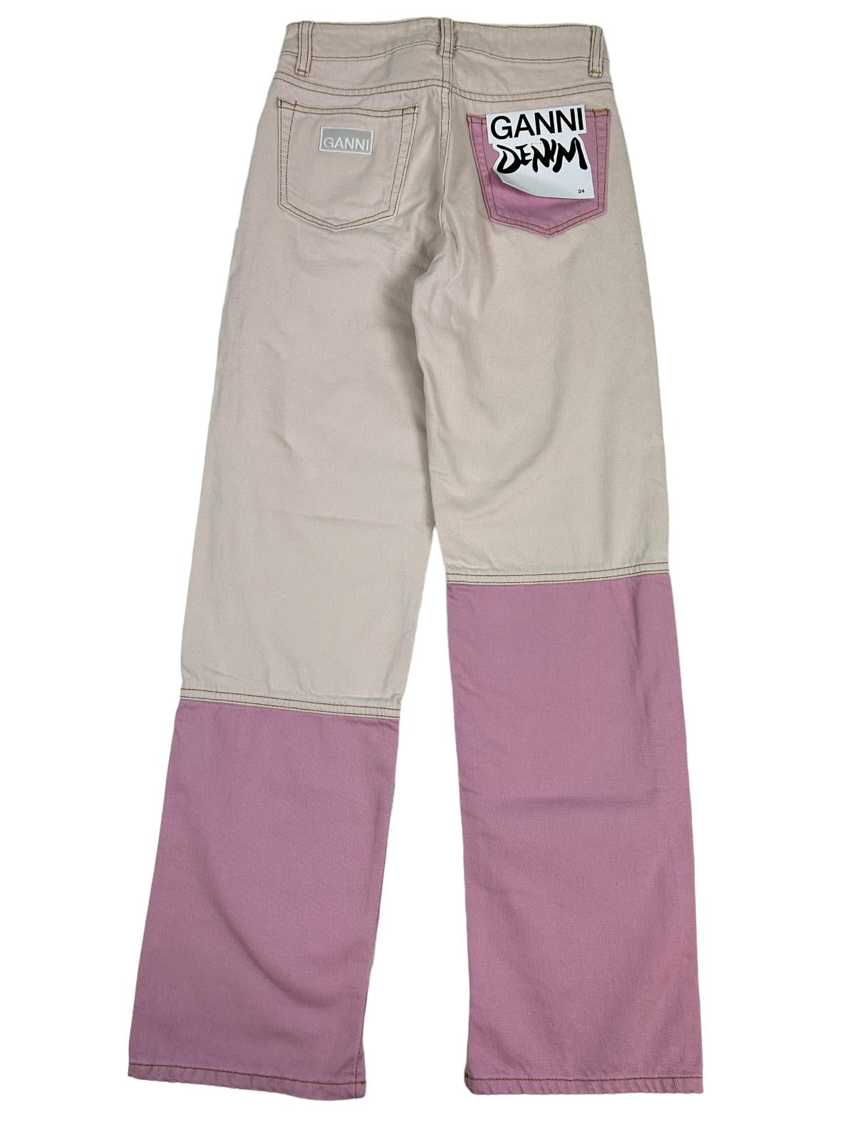 GANNI Pink Boyfriend Jeans Overdyed Denim Size 24 NEW RRP 195