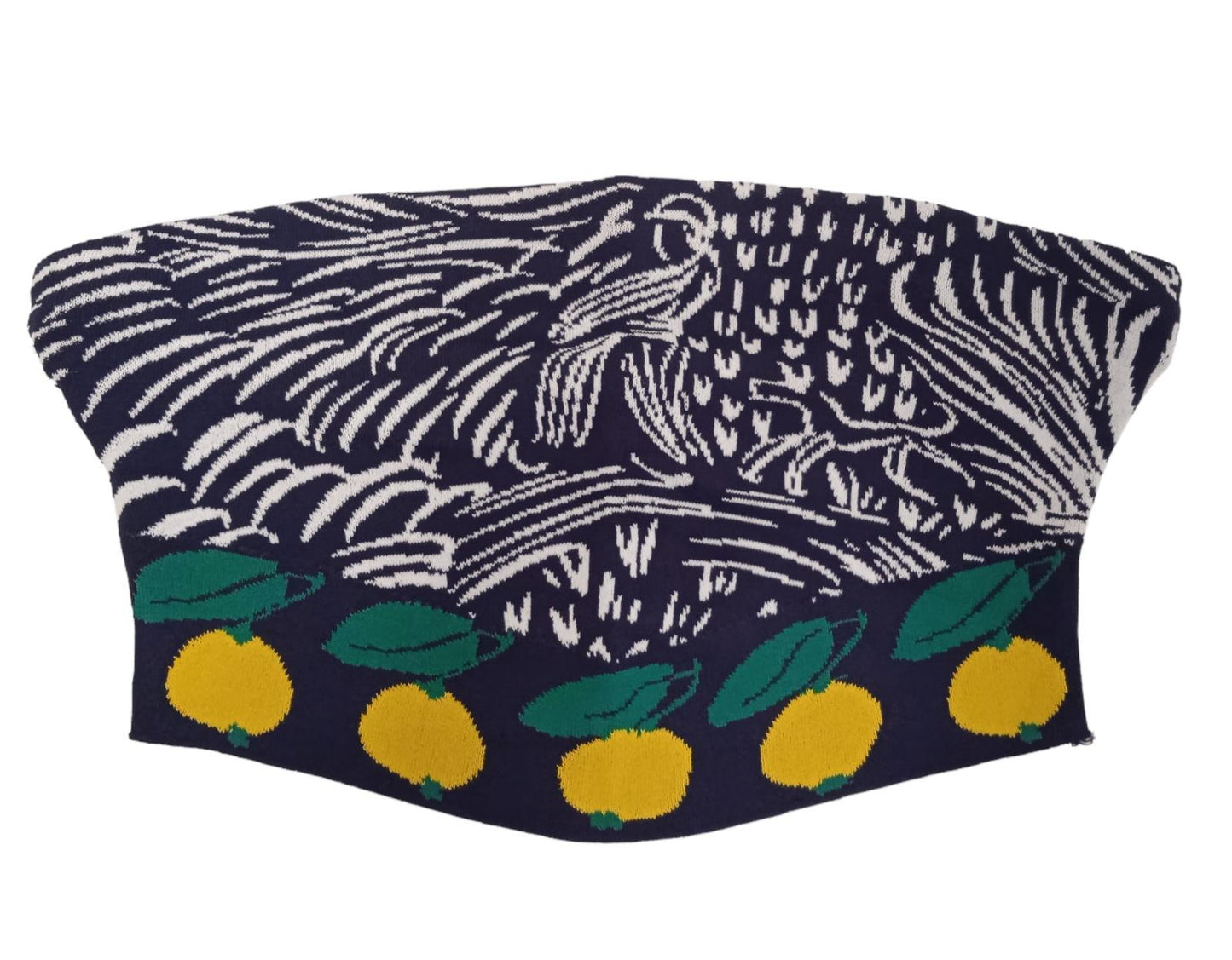 STAUD Shane Bandeau Crop Top Printed Navy Blue Ladies Size XS NEW RRP90