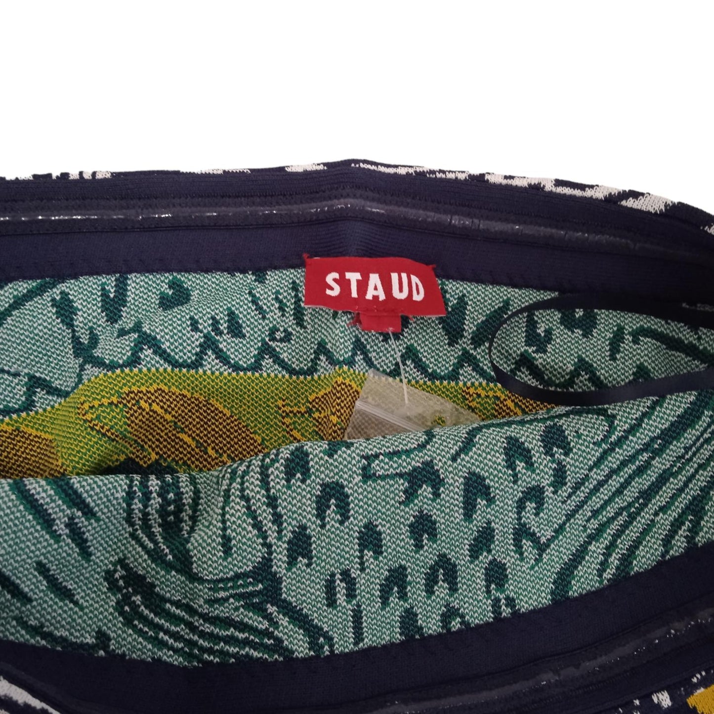 STAUD Shane Bandeau Crop Top Printed Navy Blue Ladies Size XS NEW RRP90