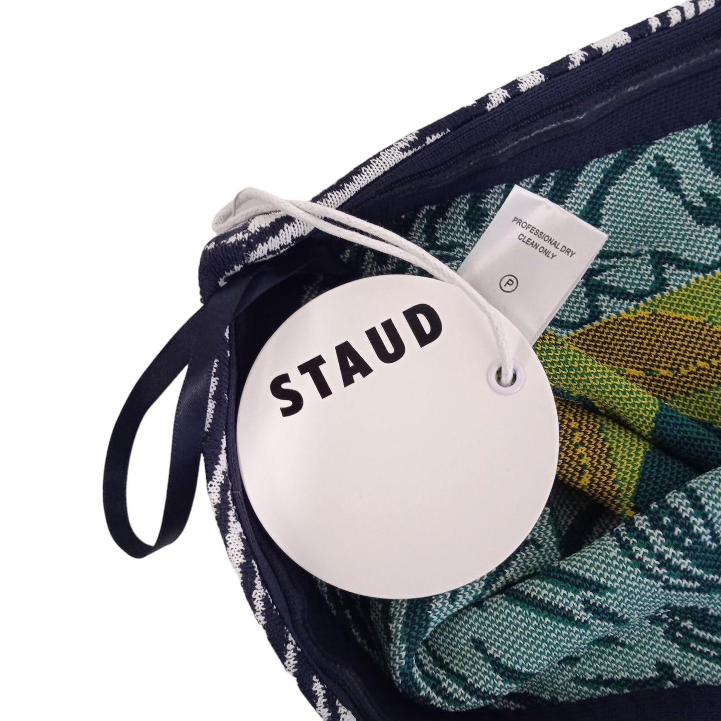 STAUD Shane Bandeau Crop Top Printed Navy Blue Ladies Size XS NEW RRP90