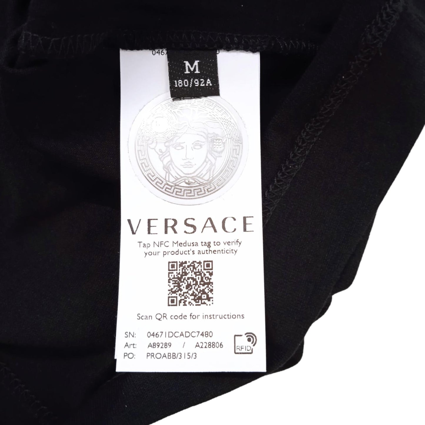 VERSACE T-Shirt Medusa Logo Taylor Fit Men's Size M Black Cotton NEW RRP300