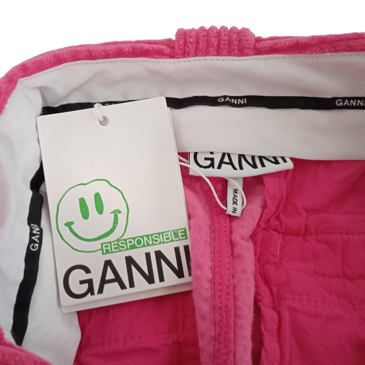 GANNI Pink Wide Leg Trousers Rose Pink Corduroy Cotton EU38 UK10 NEW RRP215