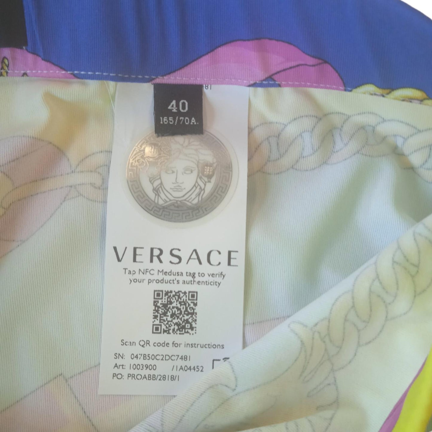 VERSACE Leggings Multicoloured Ventagli Print Ladies Size IT44 UK8 NEW RRP550