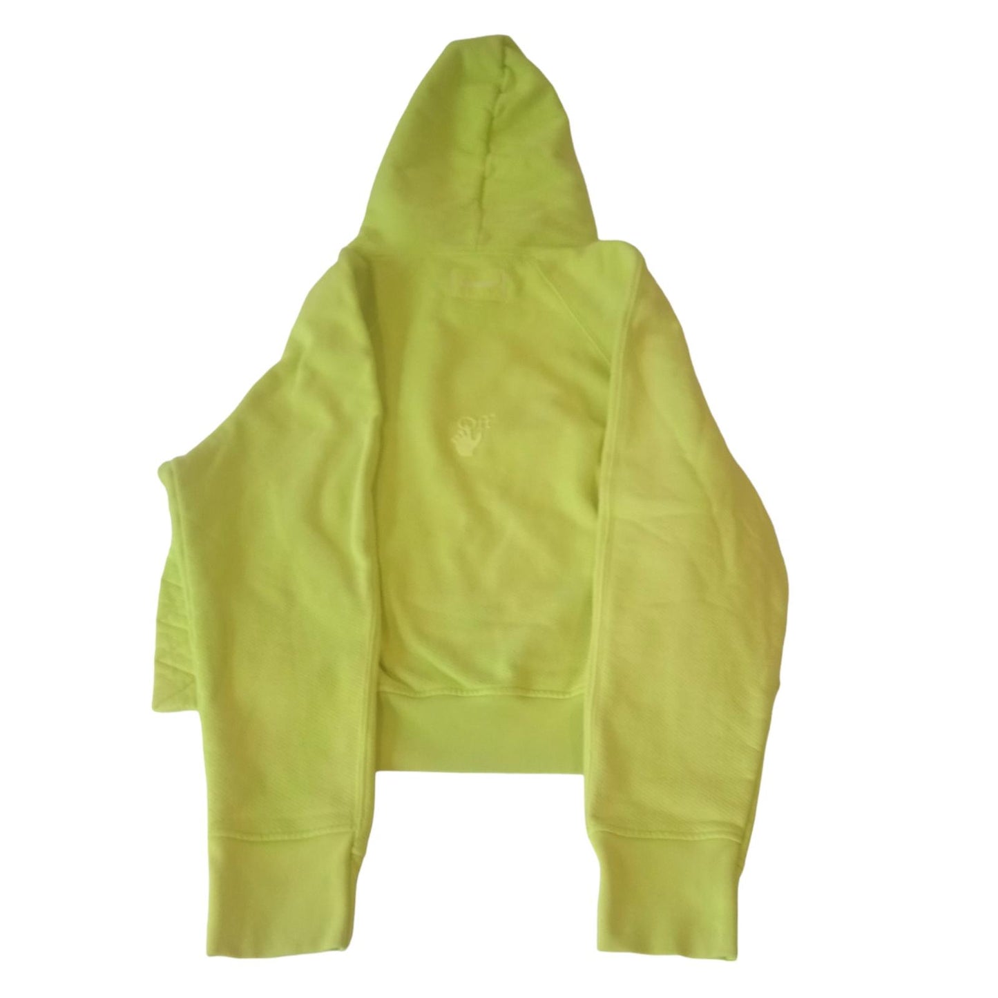 OFF-WHITE Oversized Long Sleeve Hoodie Lime Green Cotton Ladies XS NEW RRP515