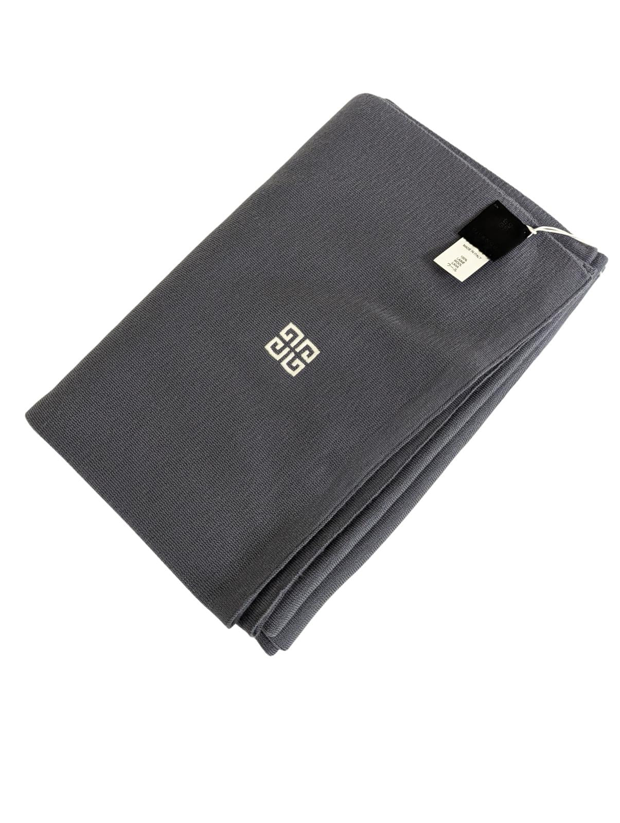 GIVENCHY Blue Slate Large Heavy Knit Classic Scarves Wool Stretch NEW RRP 450