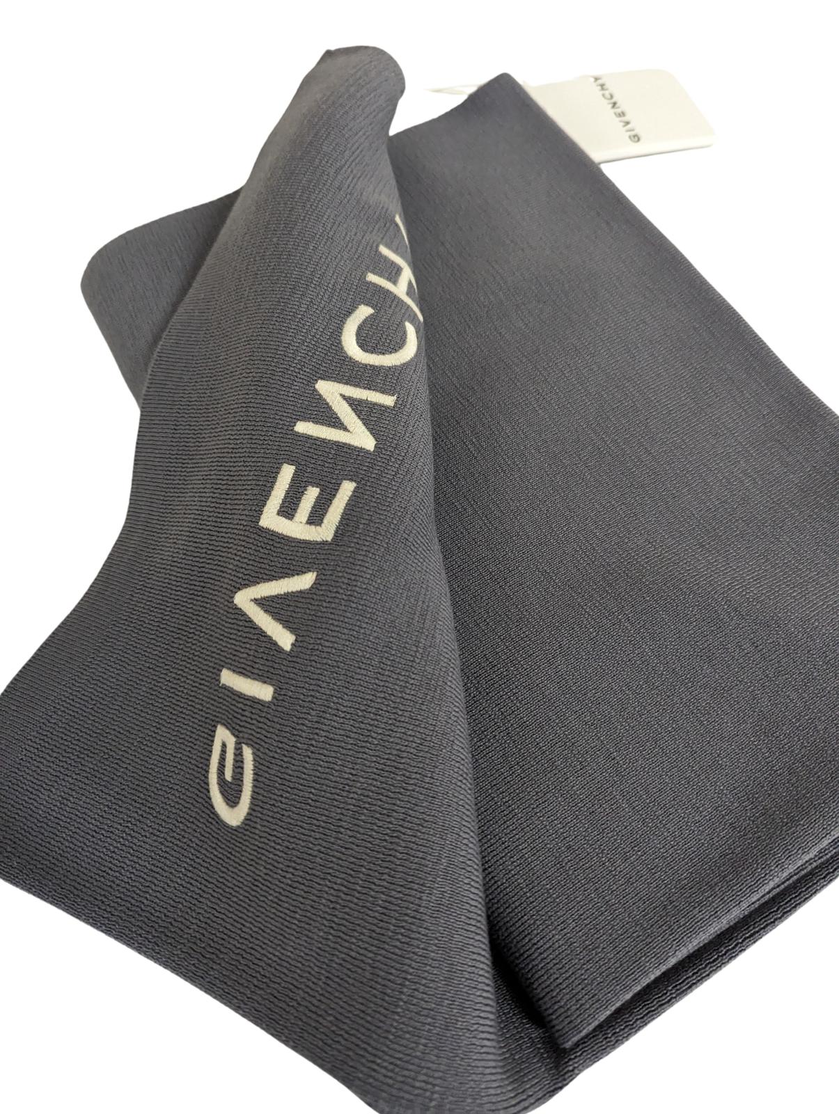 GIVENCHY Blue Slate Large Heavy Knit Classic Scarves Wool Stretch NEW RRP 450
