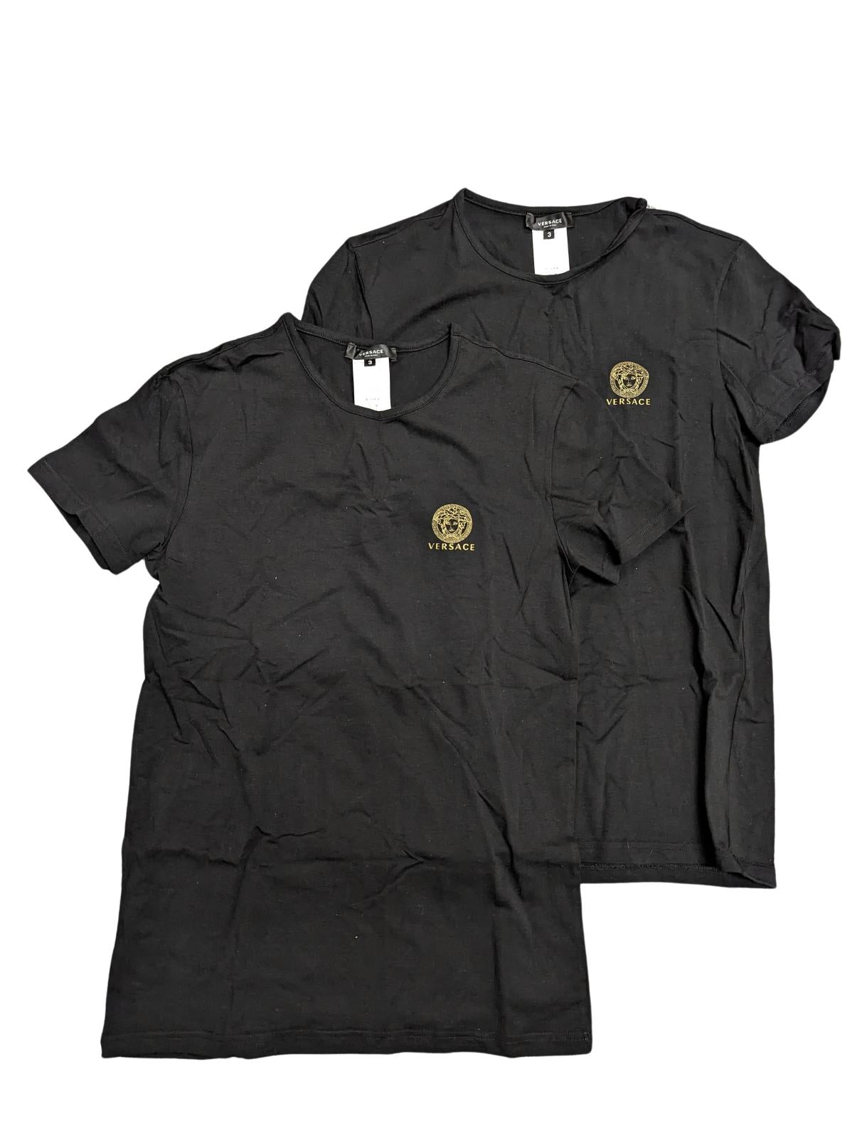 VERSACE Black T-Shirts Bi Pack 2 Piece Jersey Topeka Stretch Size L NEW RRP 110