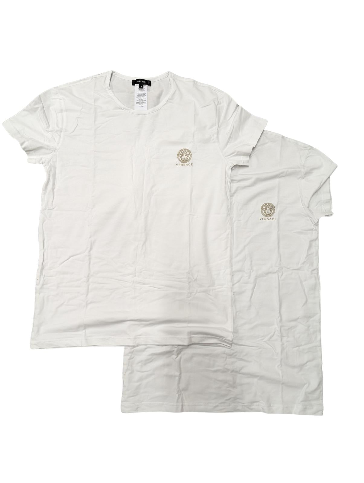 VERSACE White T-Shirts 2 Pack Small Chest Logo Short Sleeve Size M NEW RRP 105