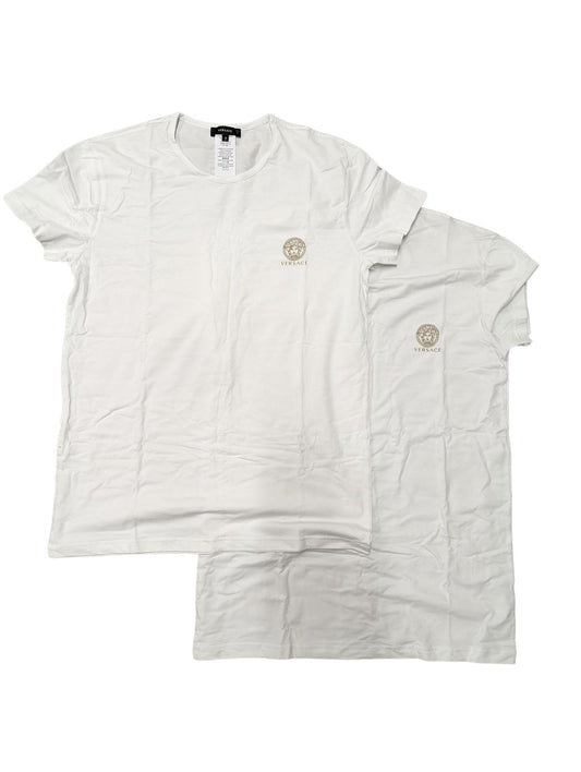 VERSACE White T-Shirts 2 Pack Small Chest Logo Short Sleeve Size M NEW RRP 105