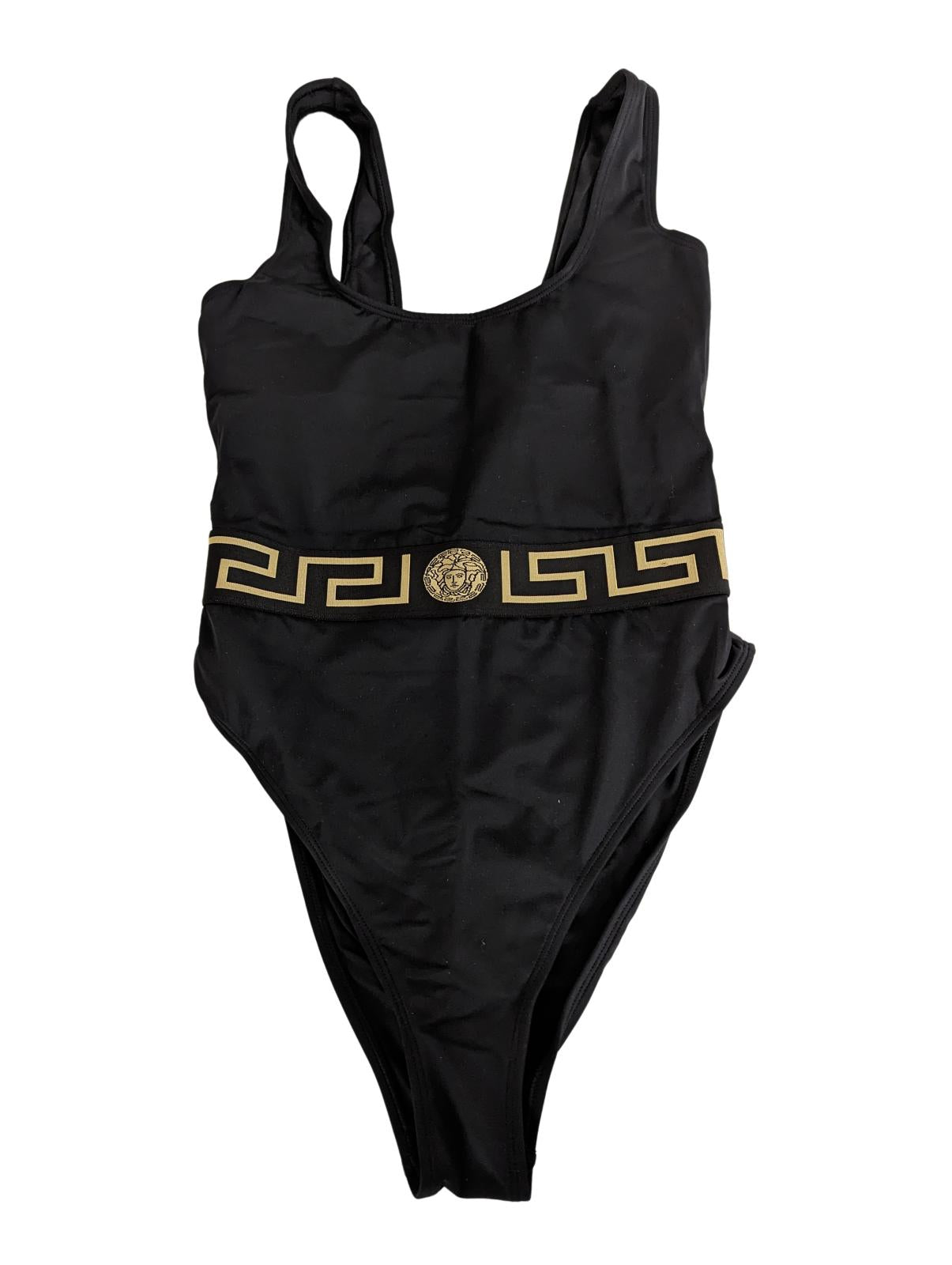 VERSACE Black Swimsuits Baroque Print Waist Detail Size S NEW RRP 255