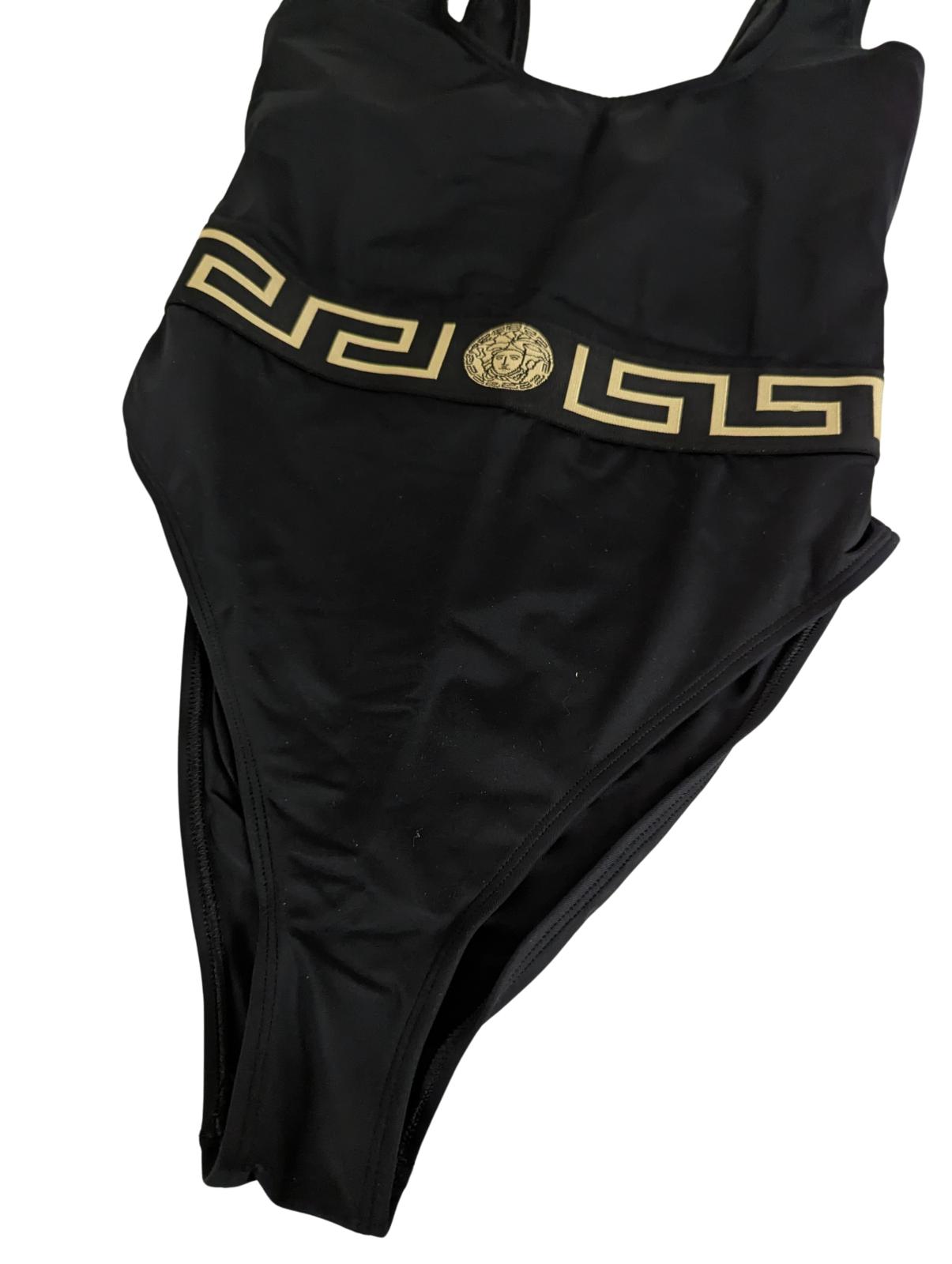 VERSACE Black Swimsuits Baroque Print Waist Detail Size S NEW RRP 255