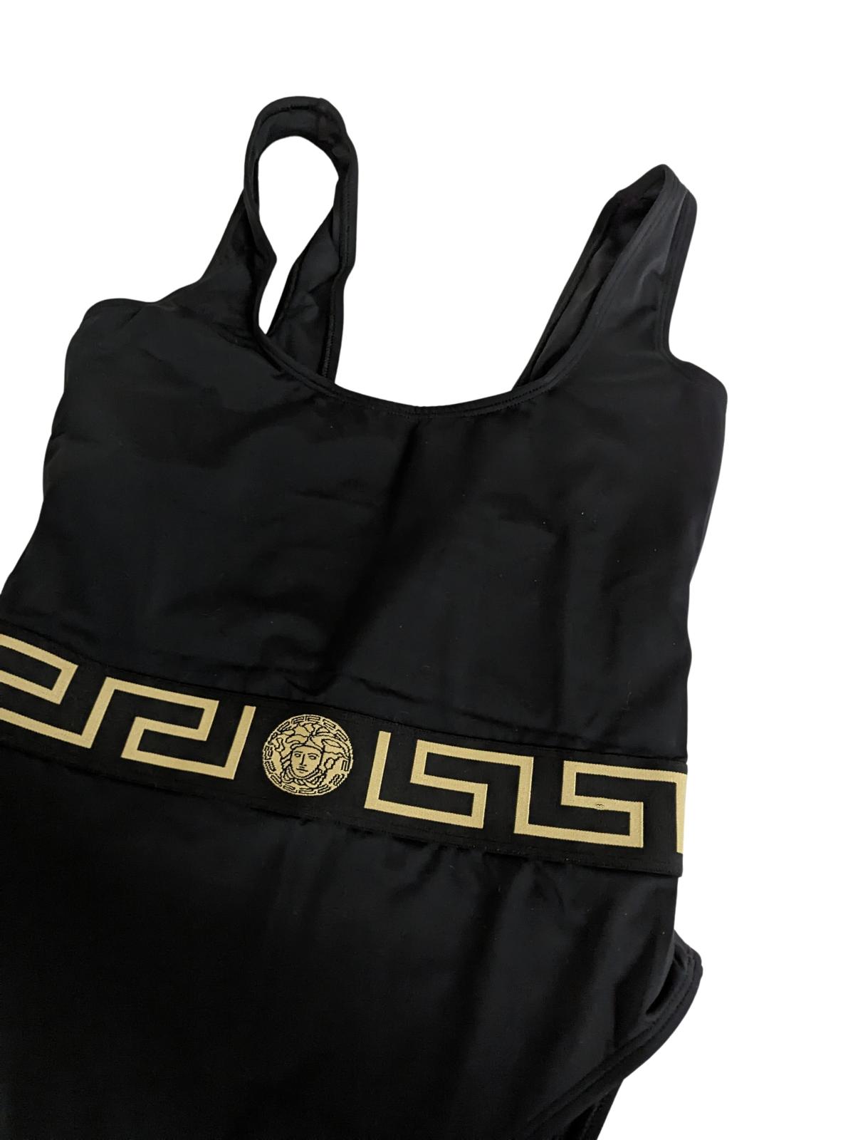 VERSACE Black Swimsuits Baroque Print Waist Detail Size S NEW RRP 255