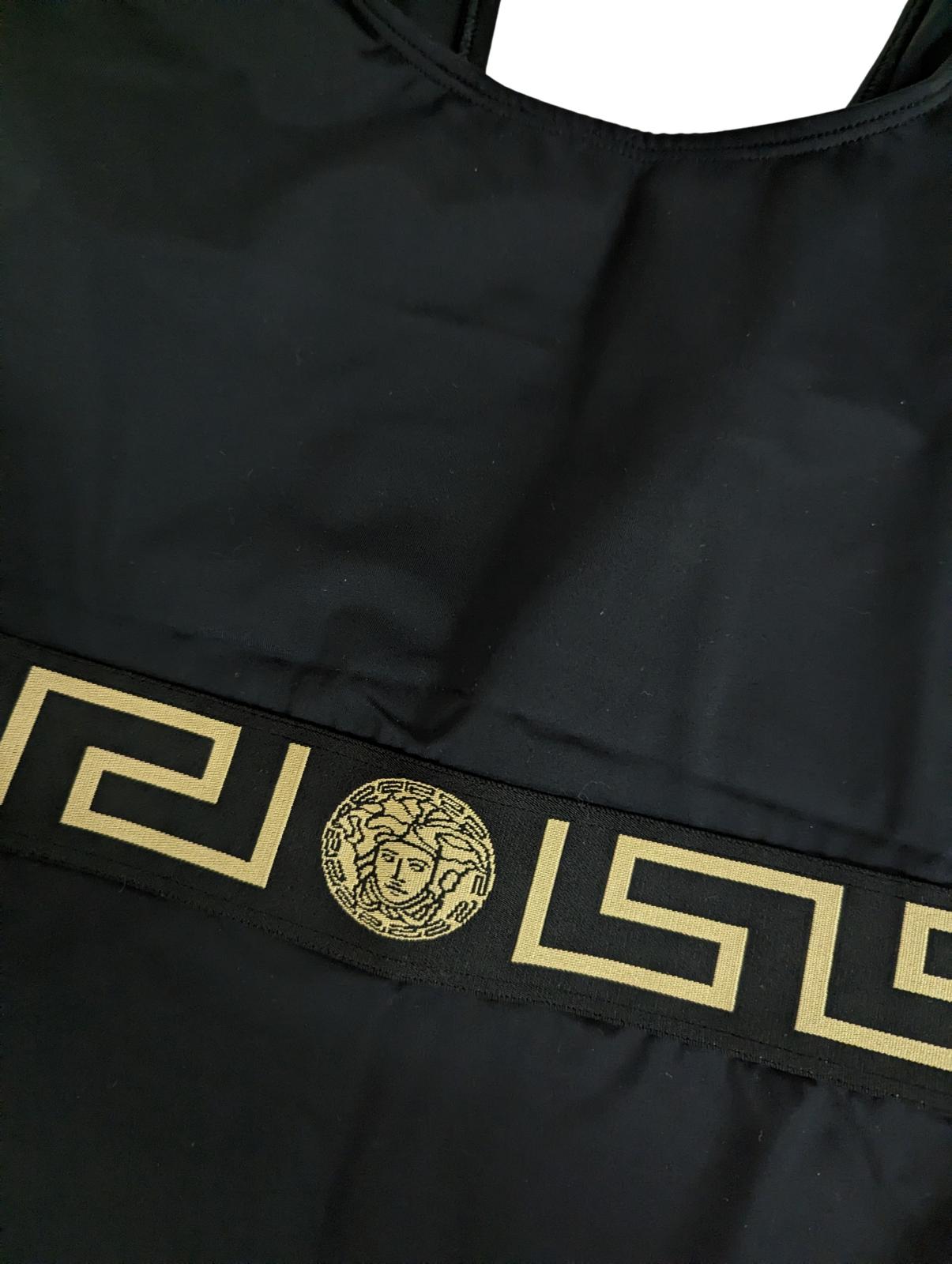 VERSACE Black Swimsuits Baroque Print Waist Detail Size S NEW RRP 255
